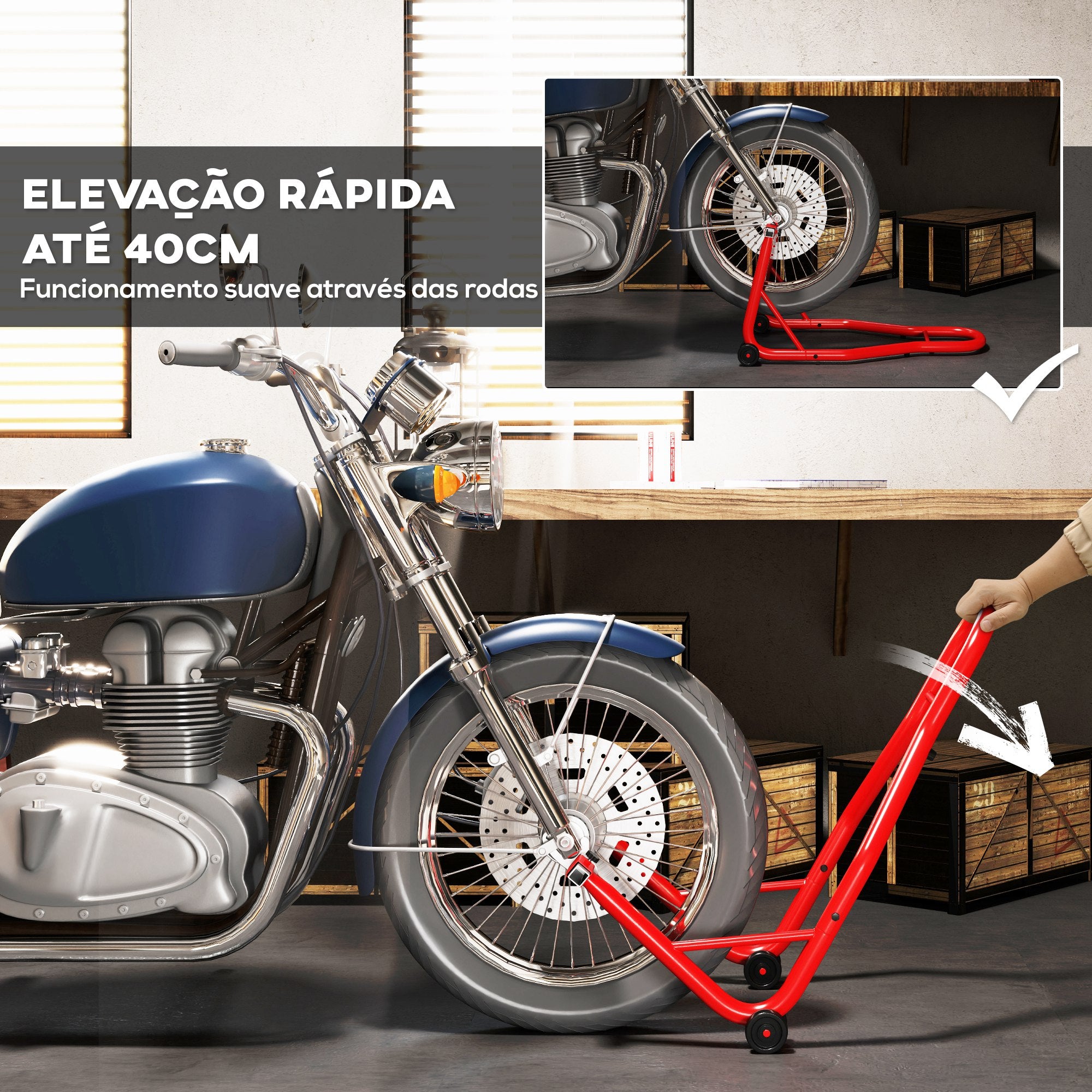 Descanso de Mota Portátil - 80 x 50 x 40 cm - Cor Vermelho