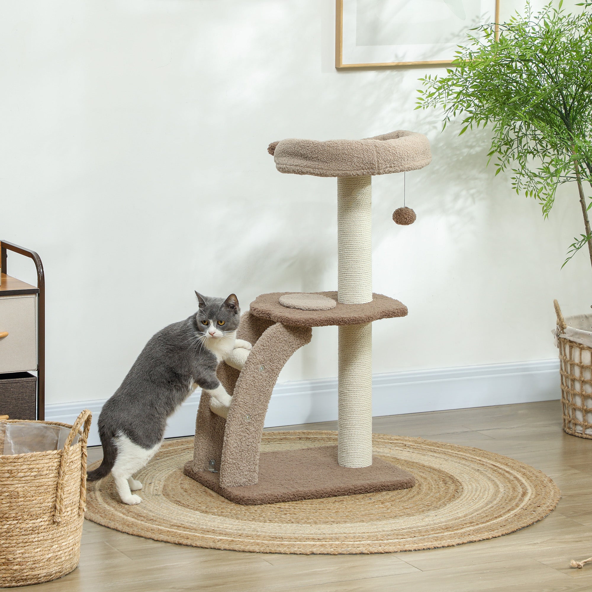 Arranhador para Gatos Altura 88 cm - Marrom Claro e Bege