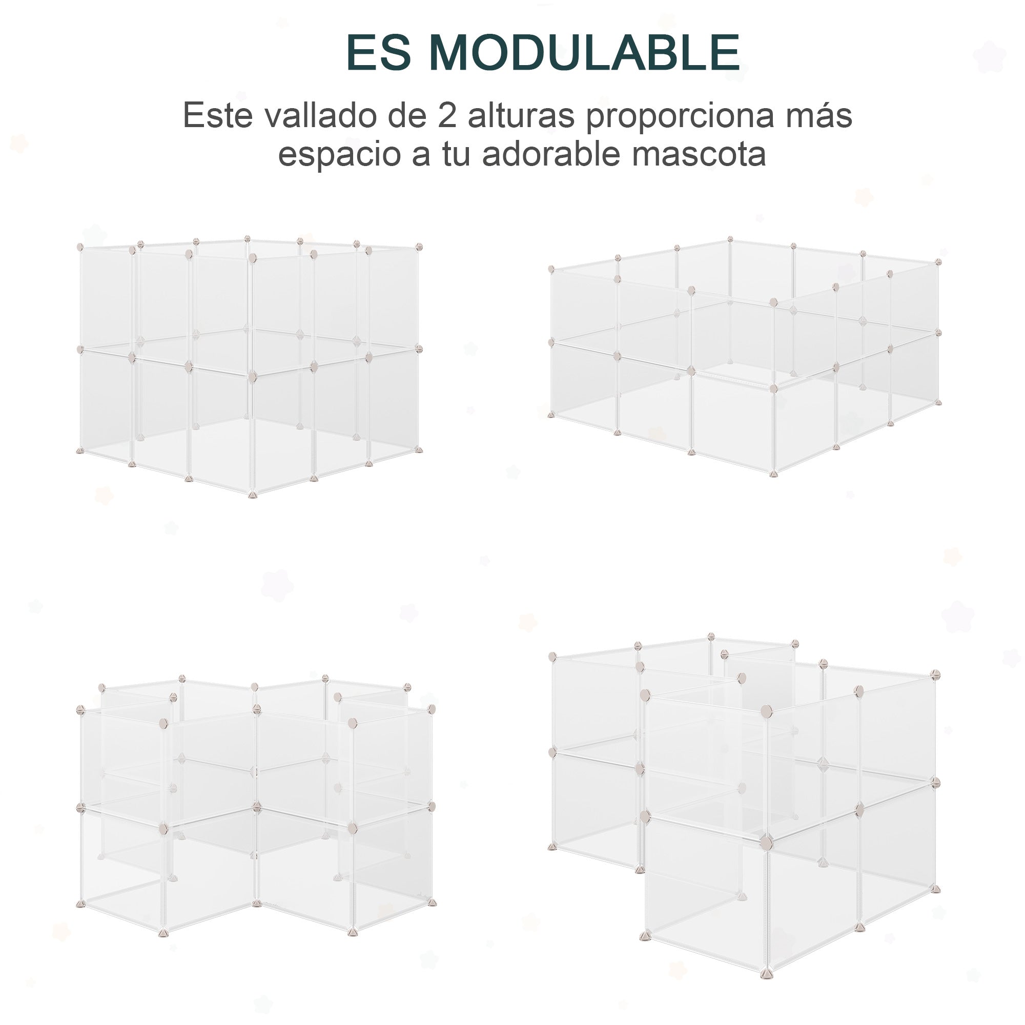Recinto Modular de Metal para Pequenos Animais 105x105x45 cm - Branco