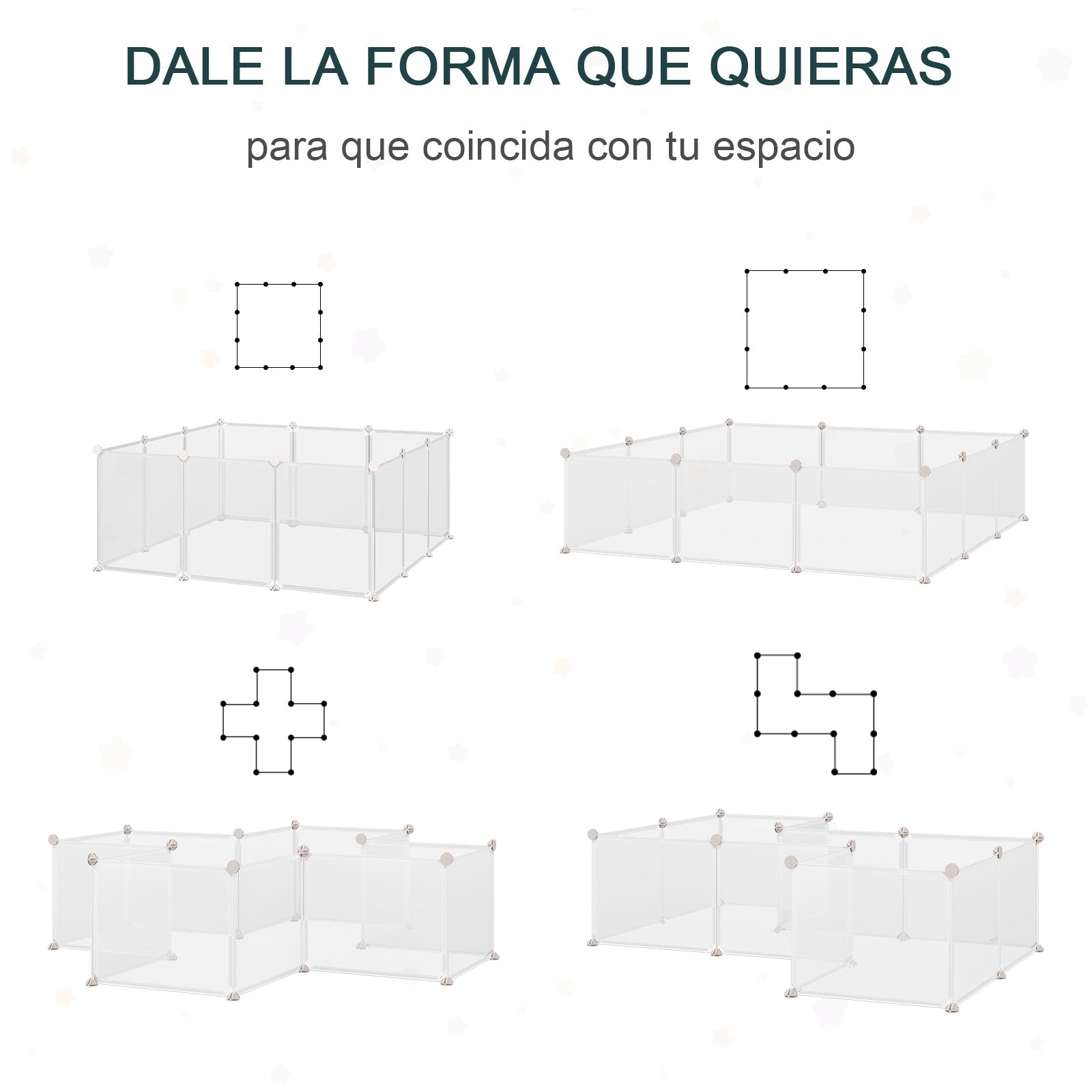 Recinto Modular de Metal para Pequenos Animais 105x105x45 cm - Branco