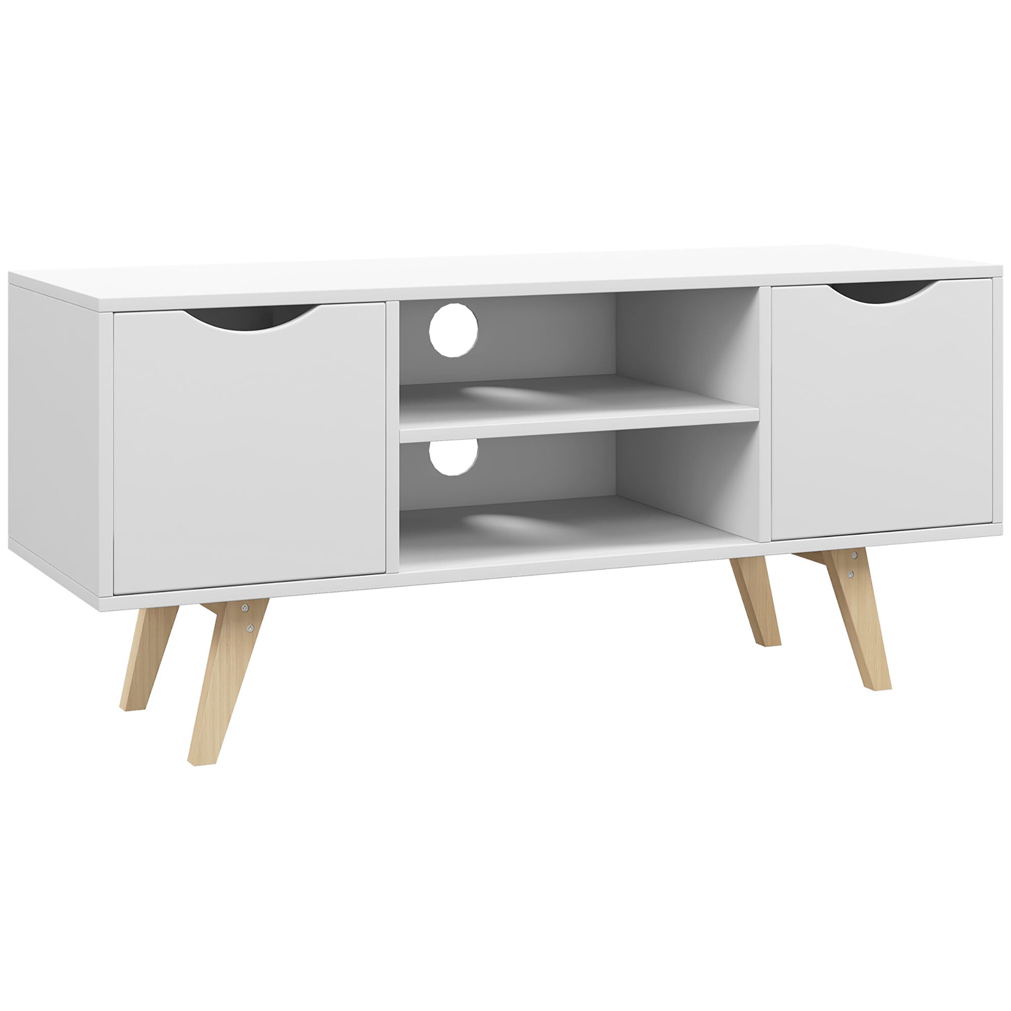 Móvel de TV Moderno Branco e Madeira 110x39x50 cm