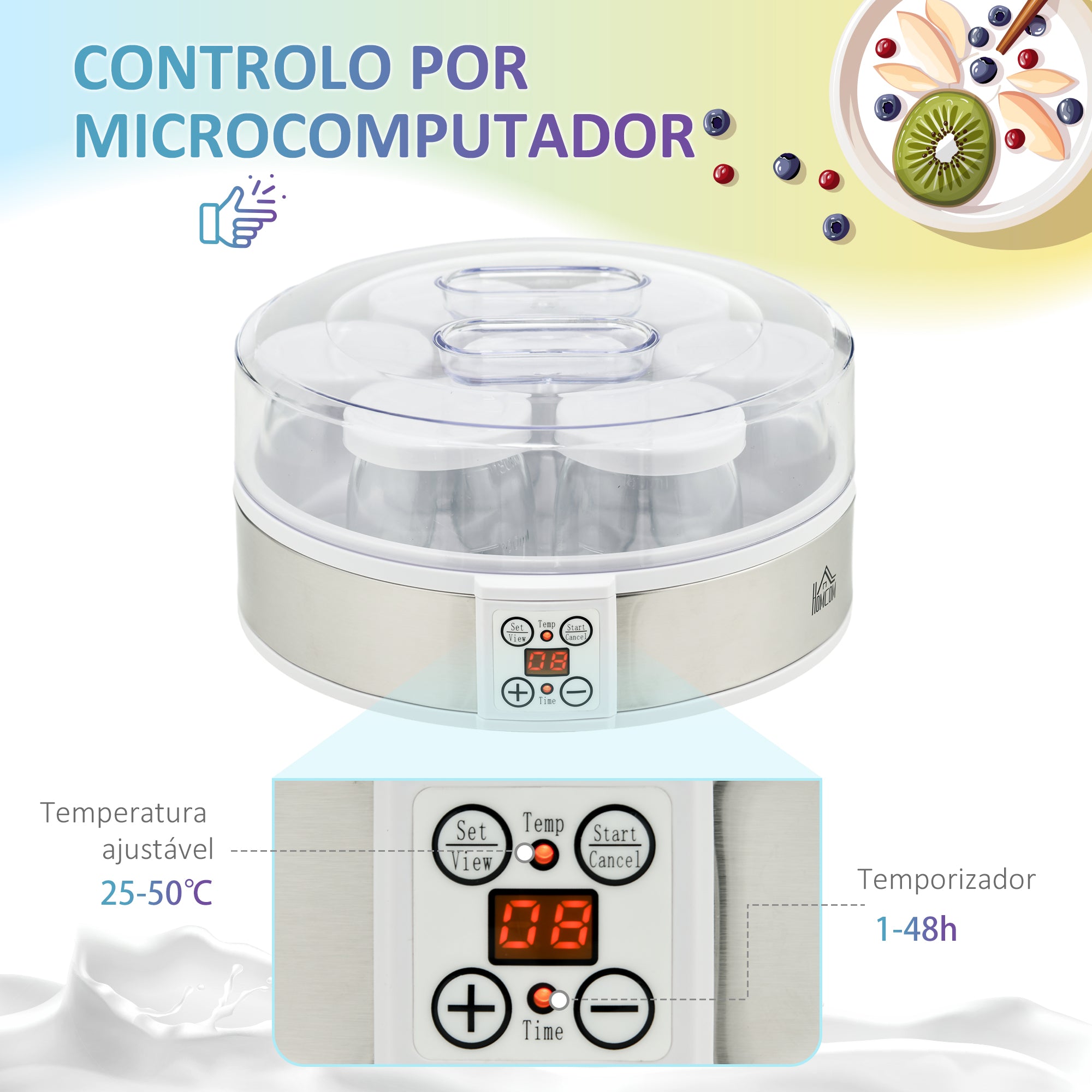 Iogurteira – 1,26L – Branca – Aço inoxidável, vidro e plástico