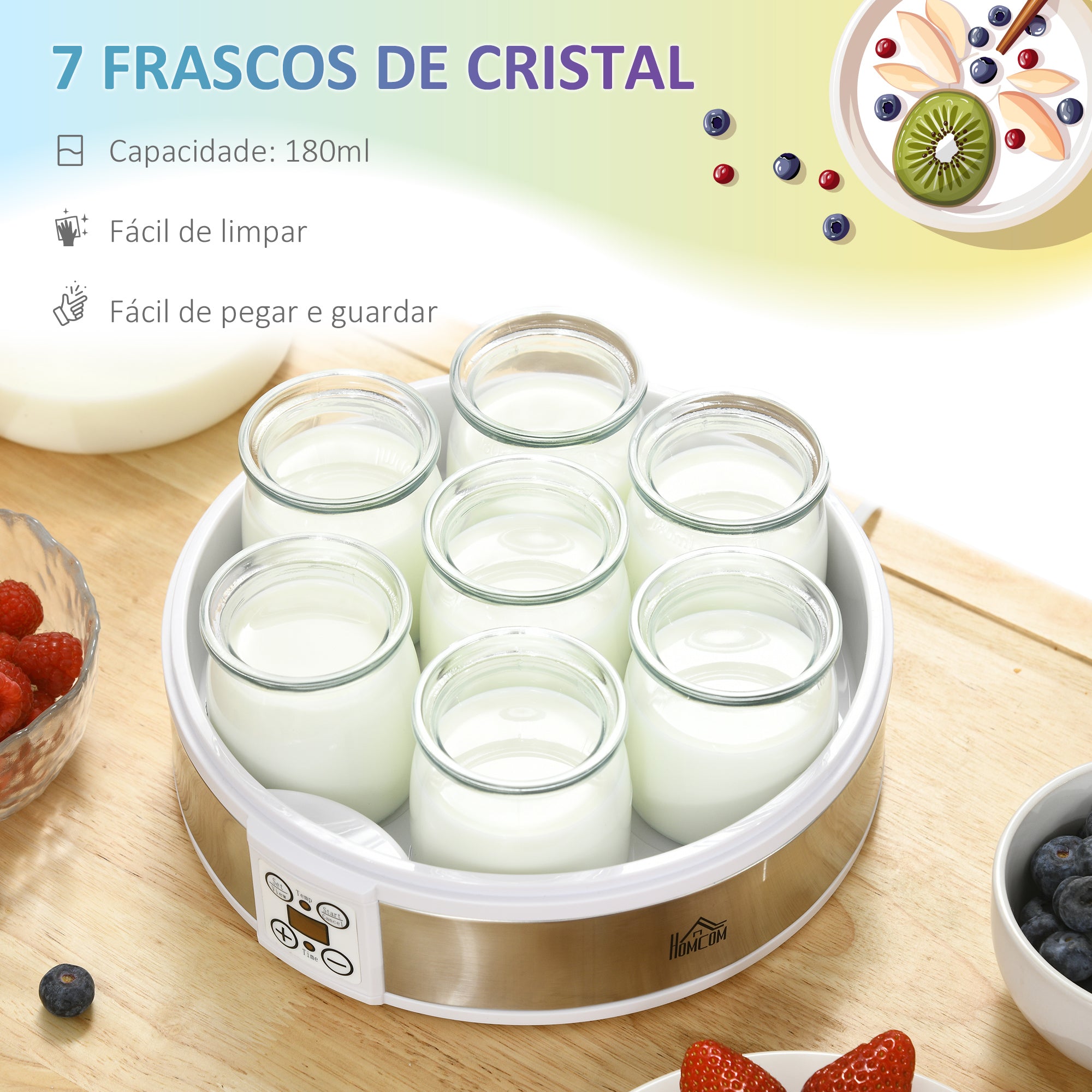 Iogurteira – 1,26L – Branca – Aço inoxidável, vidro e plástico