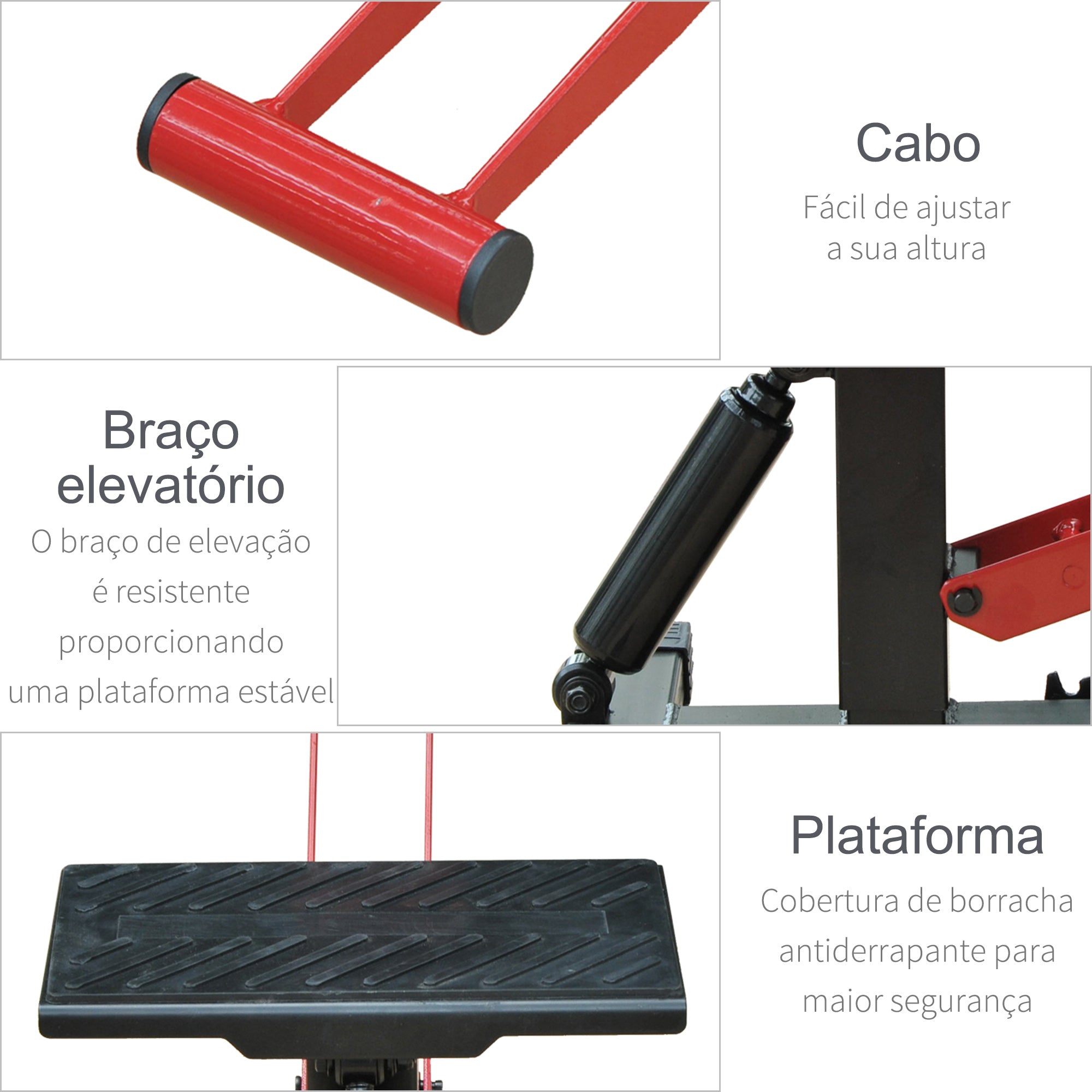 Plataforma Elevadora Universal para Motocicletas 28x17,5x24,5-35,5 cm Preto e Vermelho