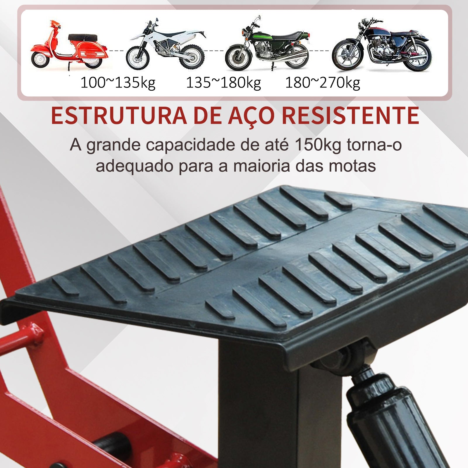Plataforma Elevadora Universal para Motocicletas 28x17,5x24,5-35,5 cm Preto e Vermelho