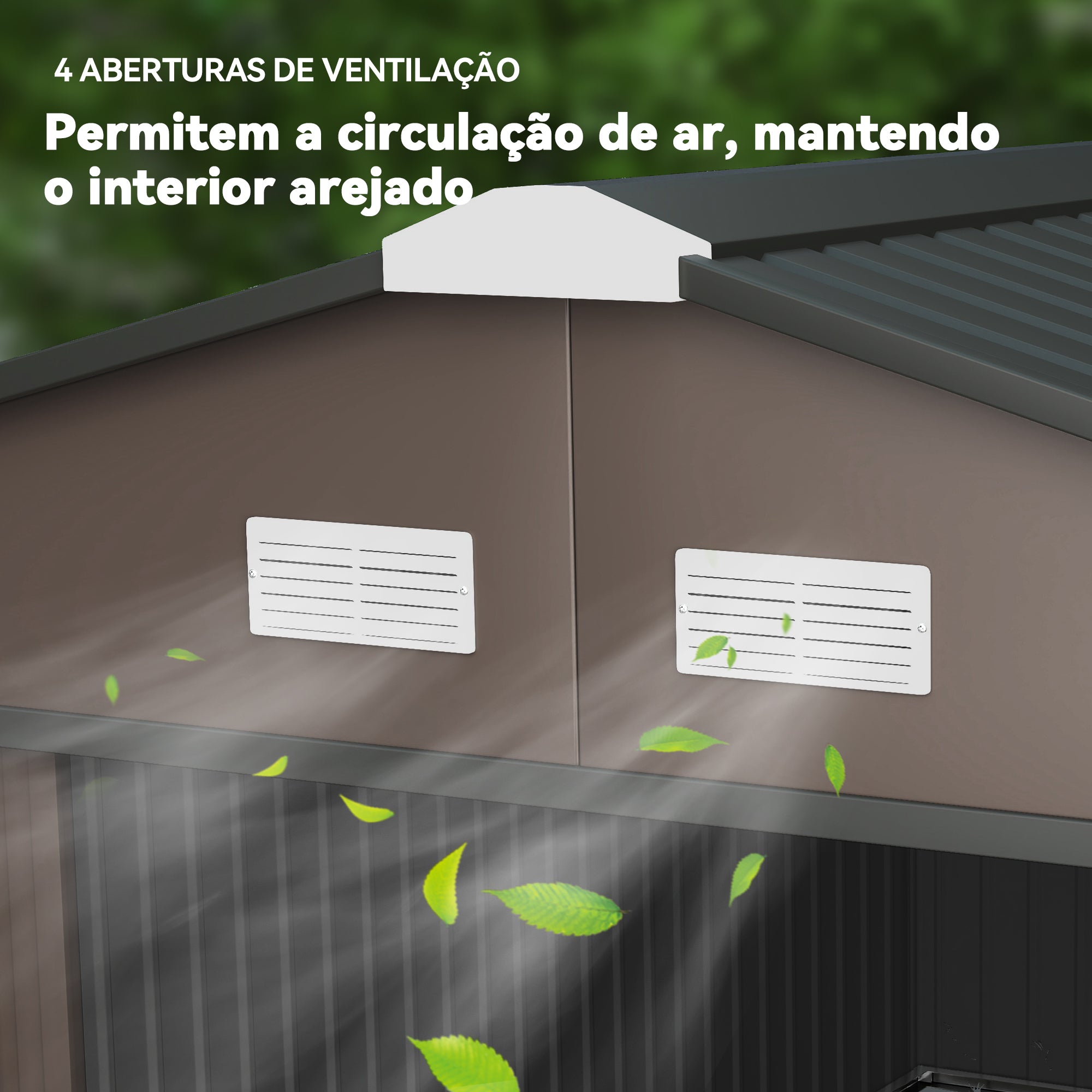 Abrigo de Jardim Metálico Marrom 340x386x200 cm