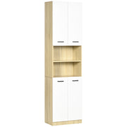 Armário Alto Casa de Banho 53x33,5x195,7 cm - Branco e Madeira