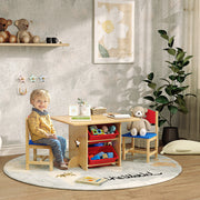 Conjunto de Mesa e Cadeiras para Crianças – 77x57x50 cm – Vermelho e Azul – Madeira