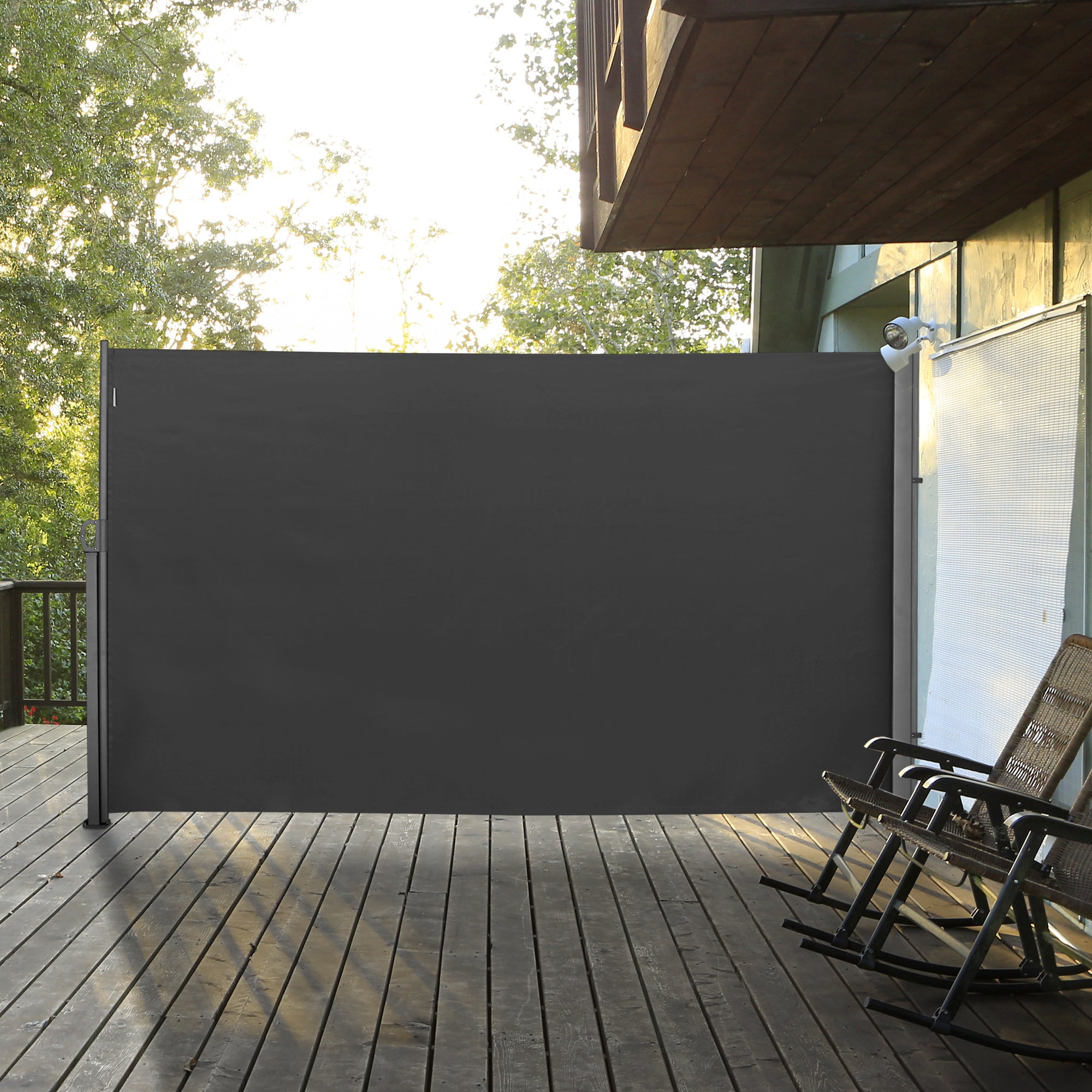 Toldo Lateral Retrátil Cinzento 300x180cm para Terraço, Pátio ou Jardim