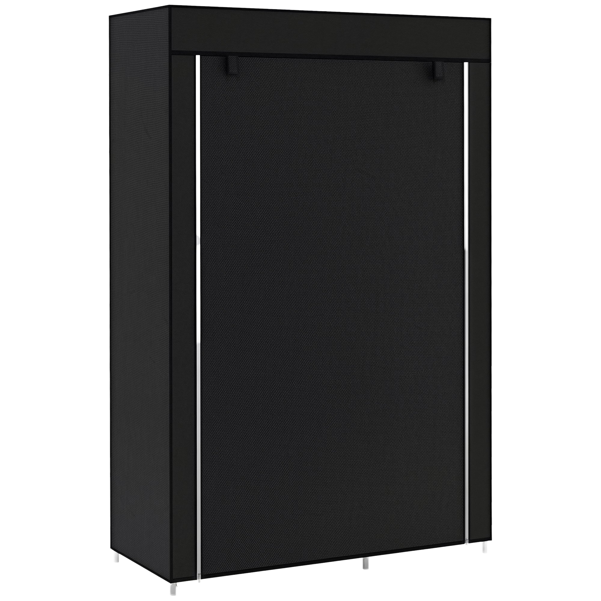 Roupeiro de Tecido Dobrável com 6 Prateleiras e Barra de Pendurar 103x43x162,5 cm Preto