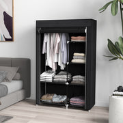 Roupeiro de Tecido Dobrável com 6 Prateleiras e Barra de Pendurar 103x43x162,5 cm Preto