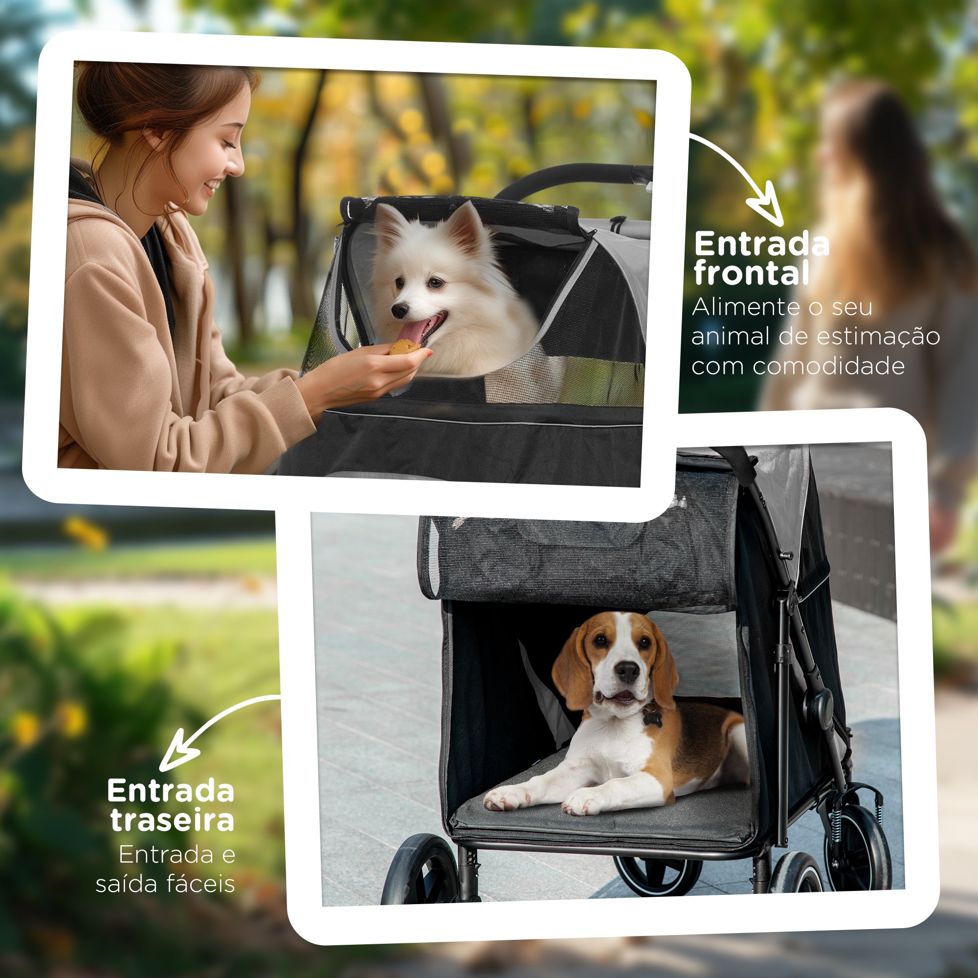 Carrinho para Animais de Estimação Dobrável Cinzento 112x65x100 cm