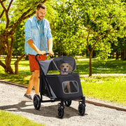 Carrinho para Animais de Estimação Dobrável Cinzento 112x65x100 cm