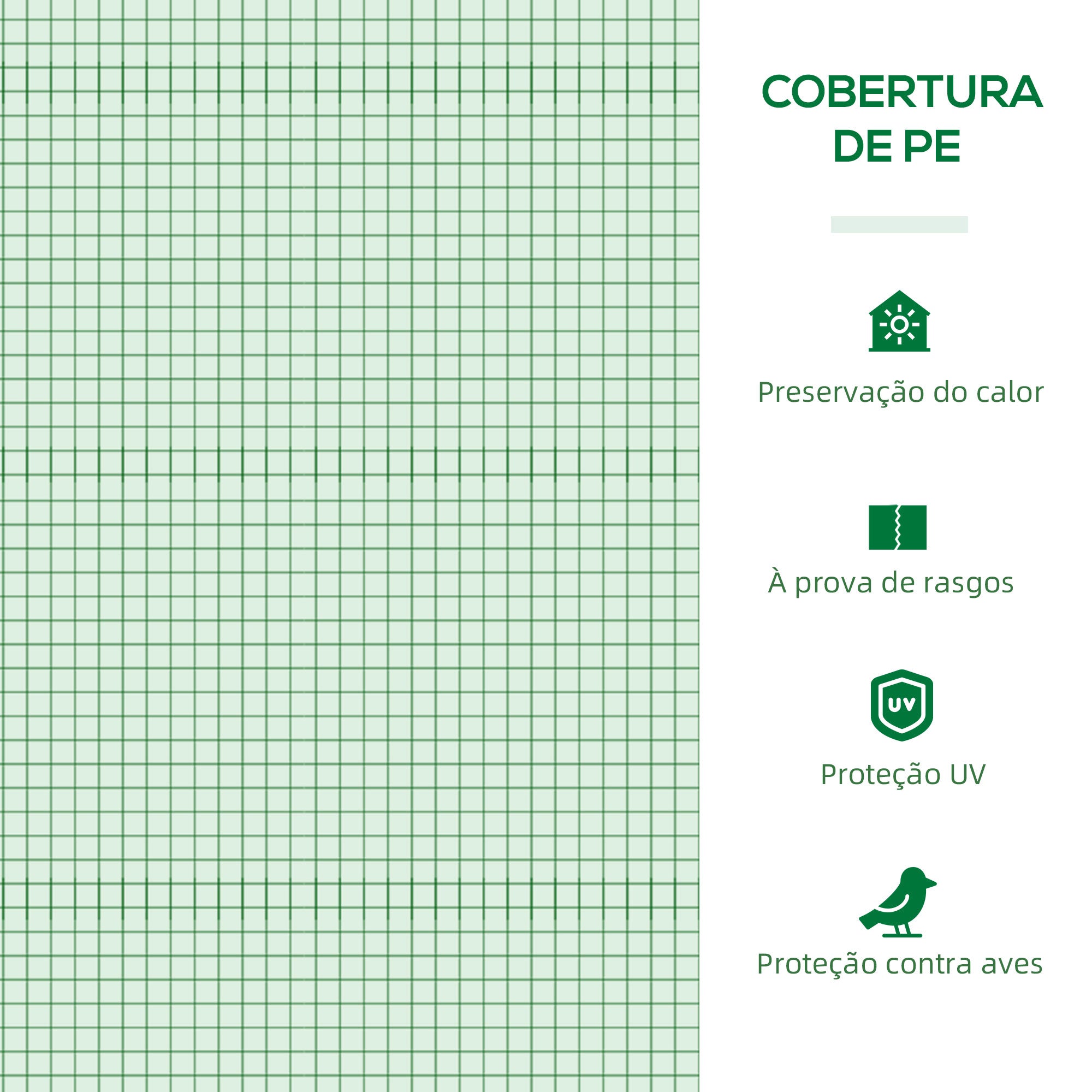 Mini Estufa de Jardim – 240x90x90 cm – Verde – Aço, PE e PP