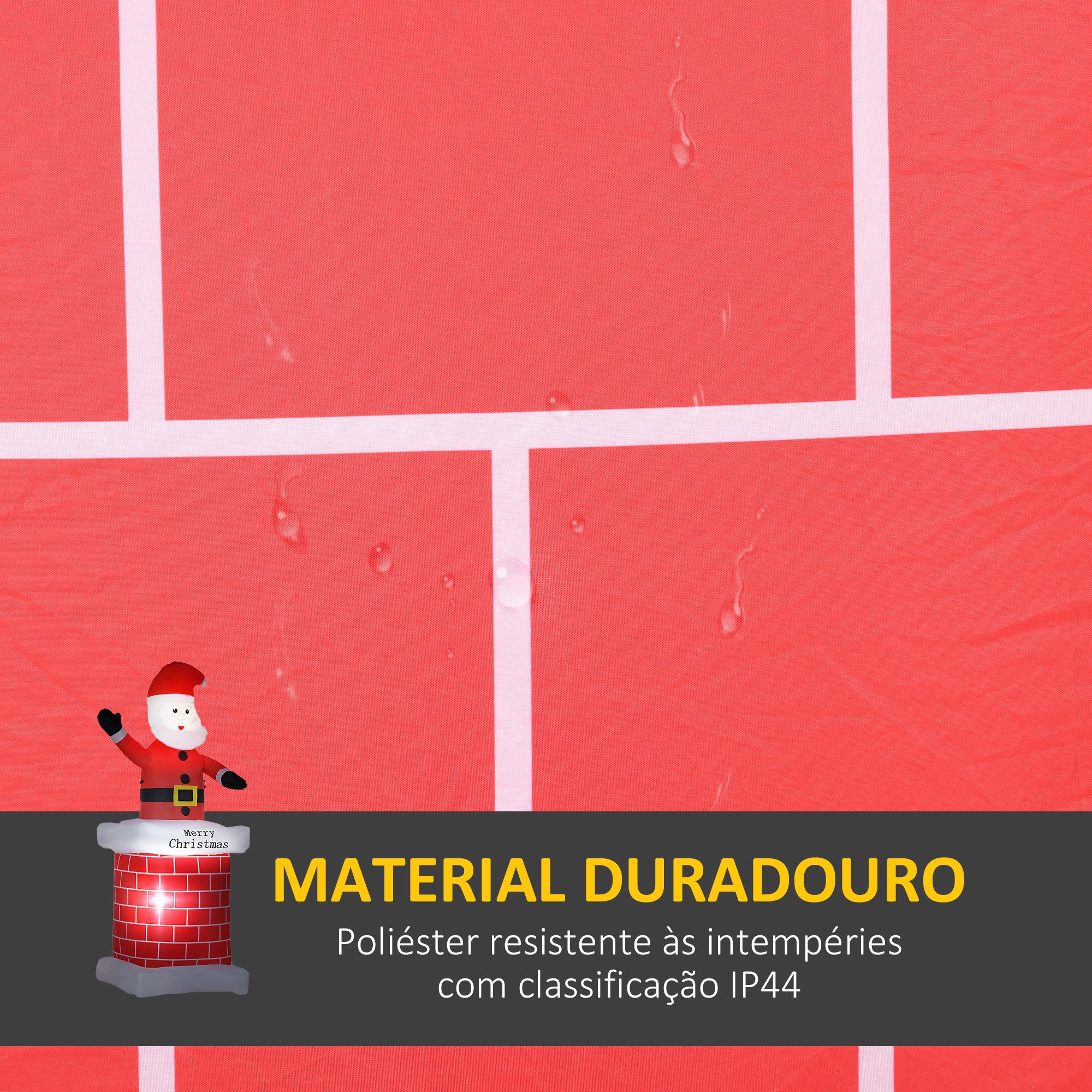 Decoração de Natal insuflável – 80x70x210 cm – Vermelho – Poliéster