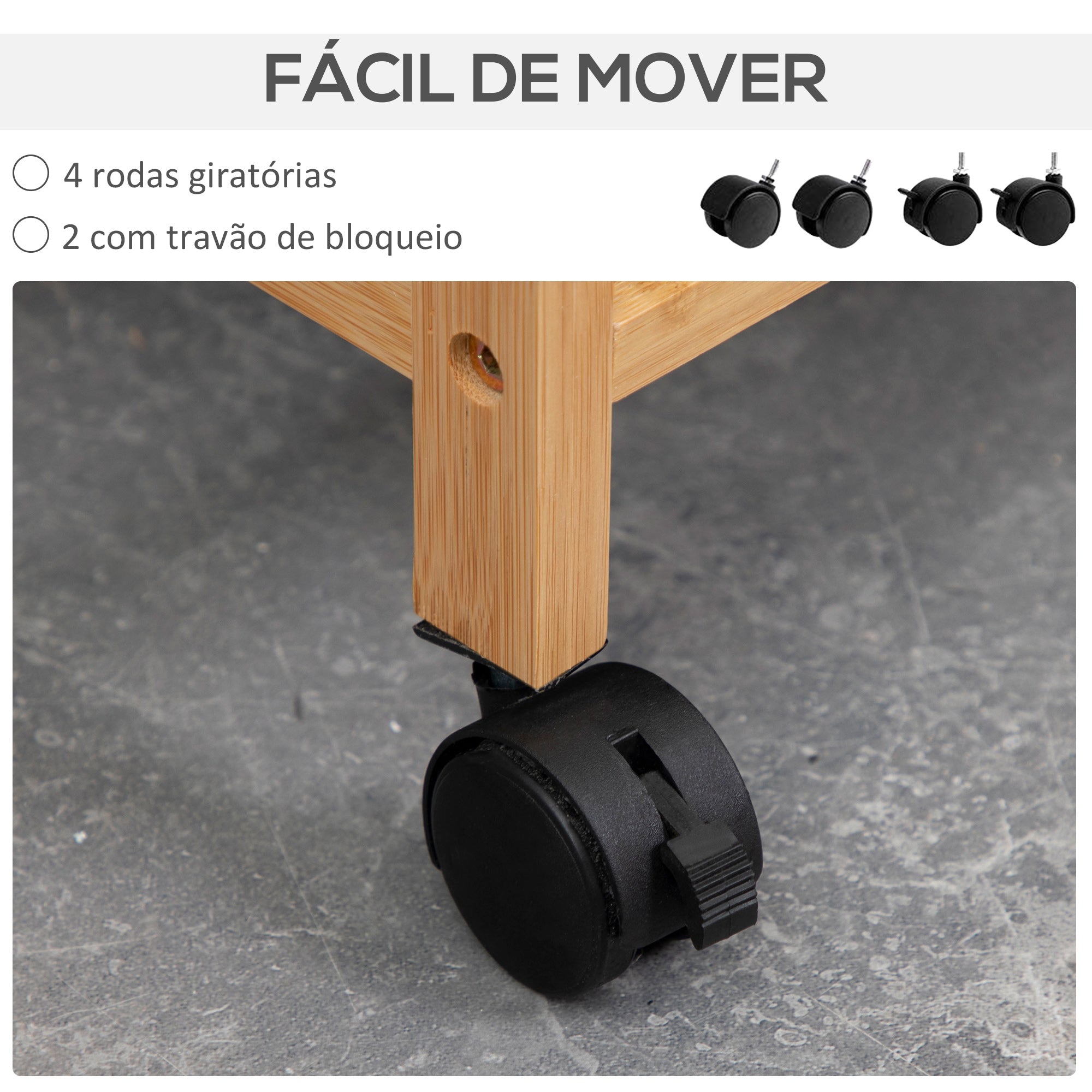 Cesto de Roupa de Bambu com 2 Bolsas Amovíveis 42x35x84,5cm - Madeira e Cinza