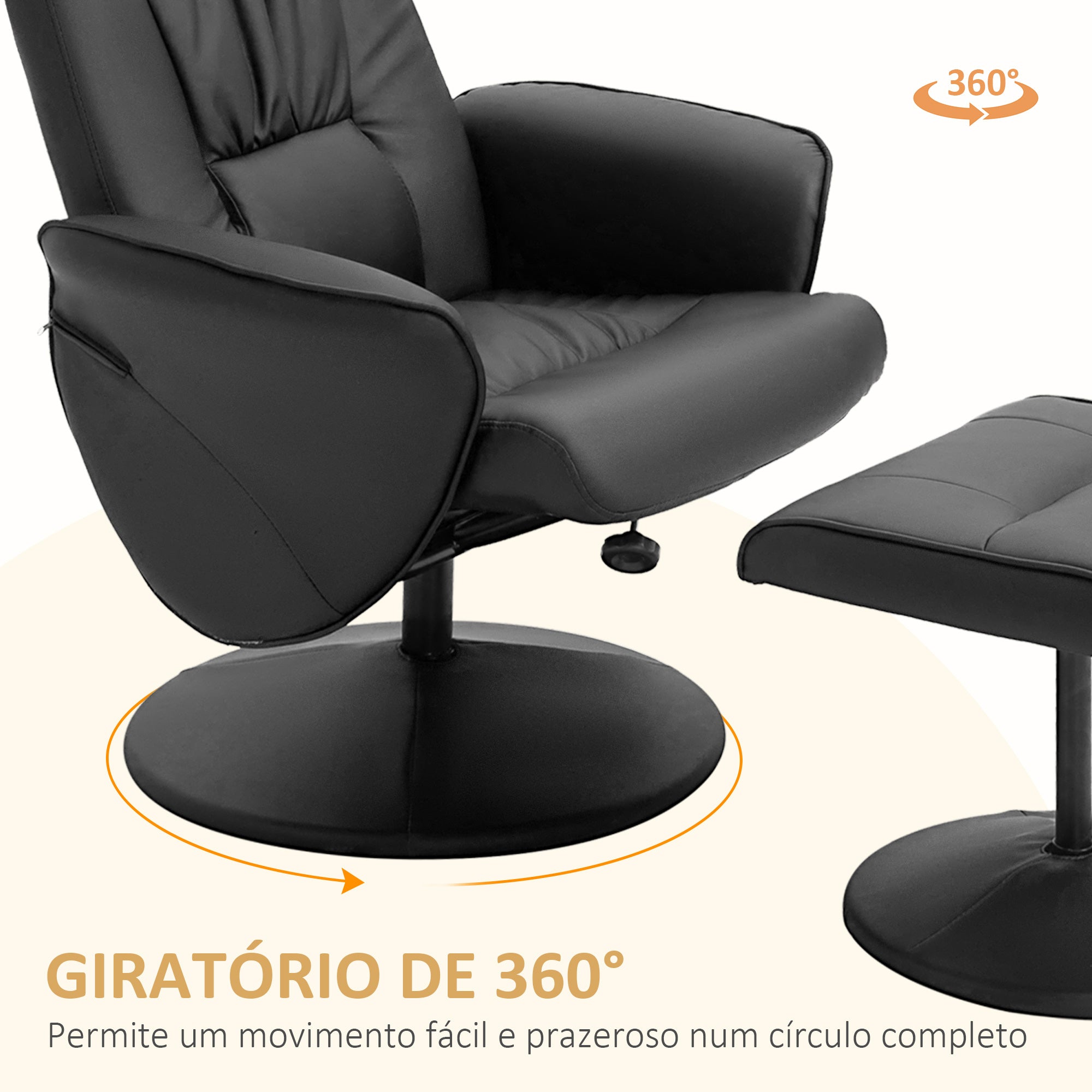 Poltrona Relax Reclinável 81x81x105 cm Preto