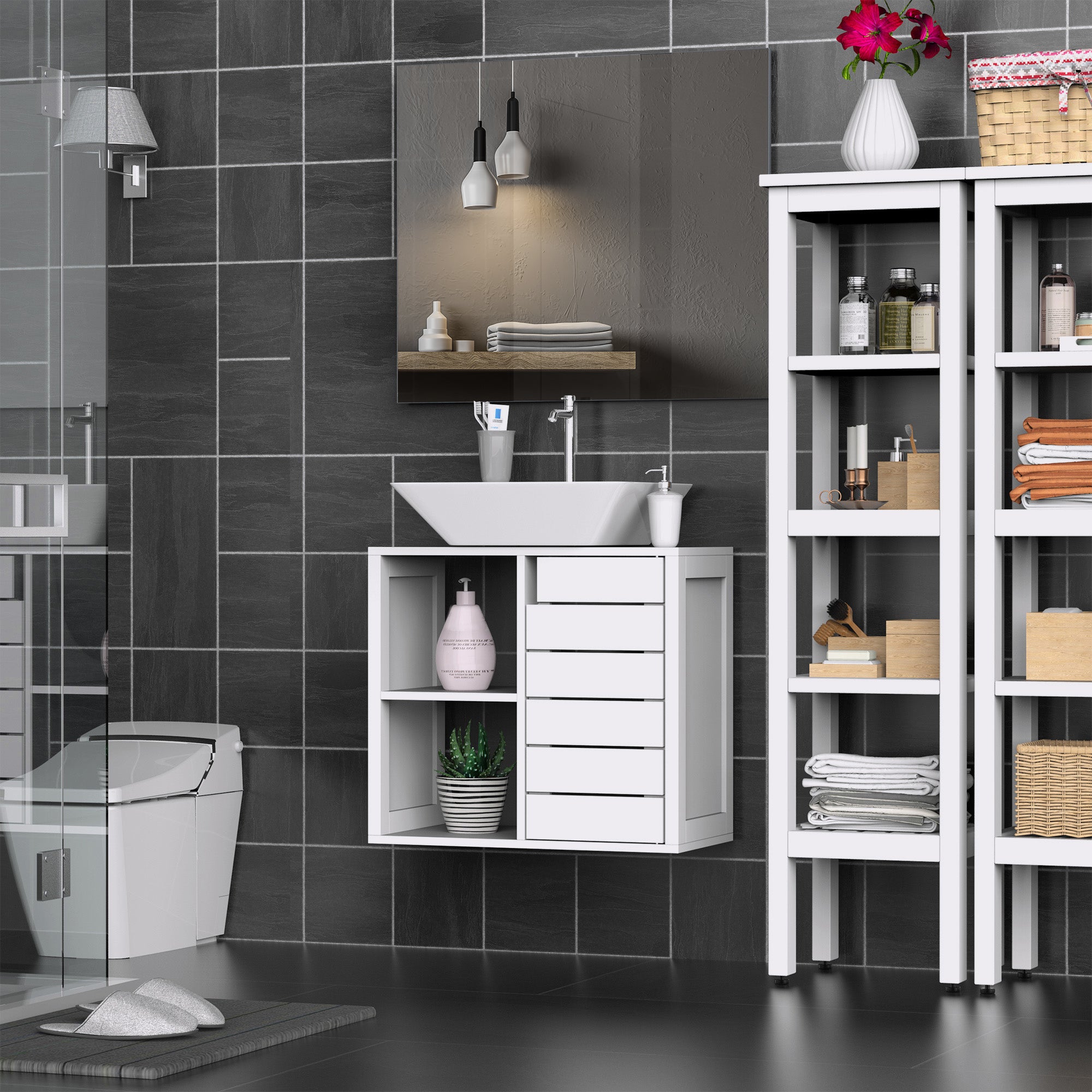 Móvel para Casa de Banho Branco 60x30x54 cm - Armazenamento Extra e Prático