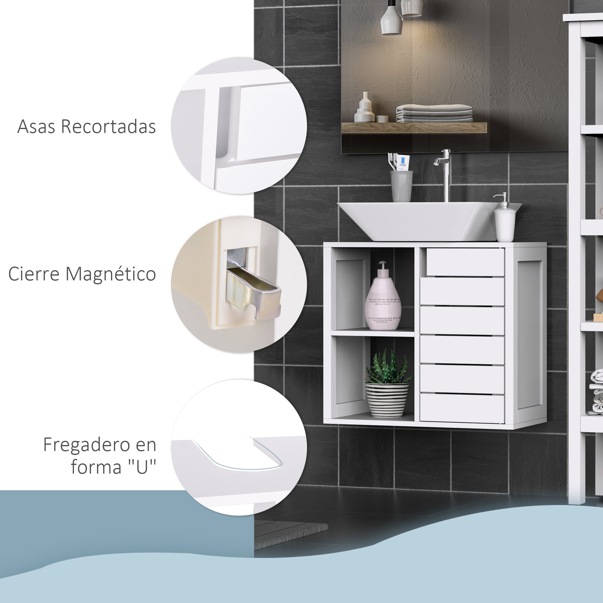 Móvel para Casa de Banho Branco 60x30x54 cm - Armazenamento Extra e Prático
