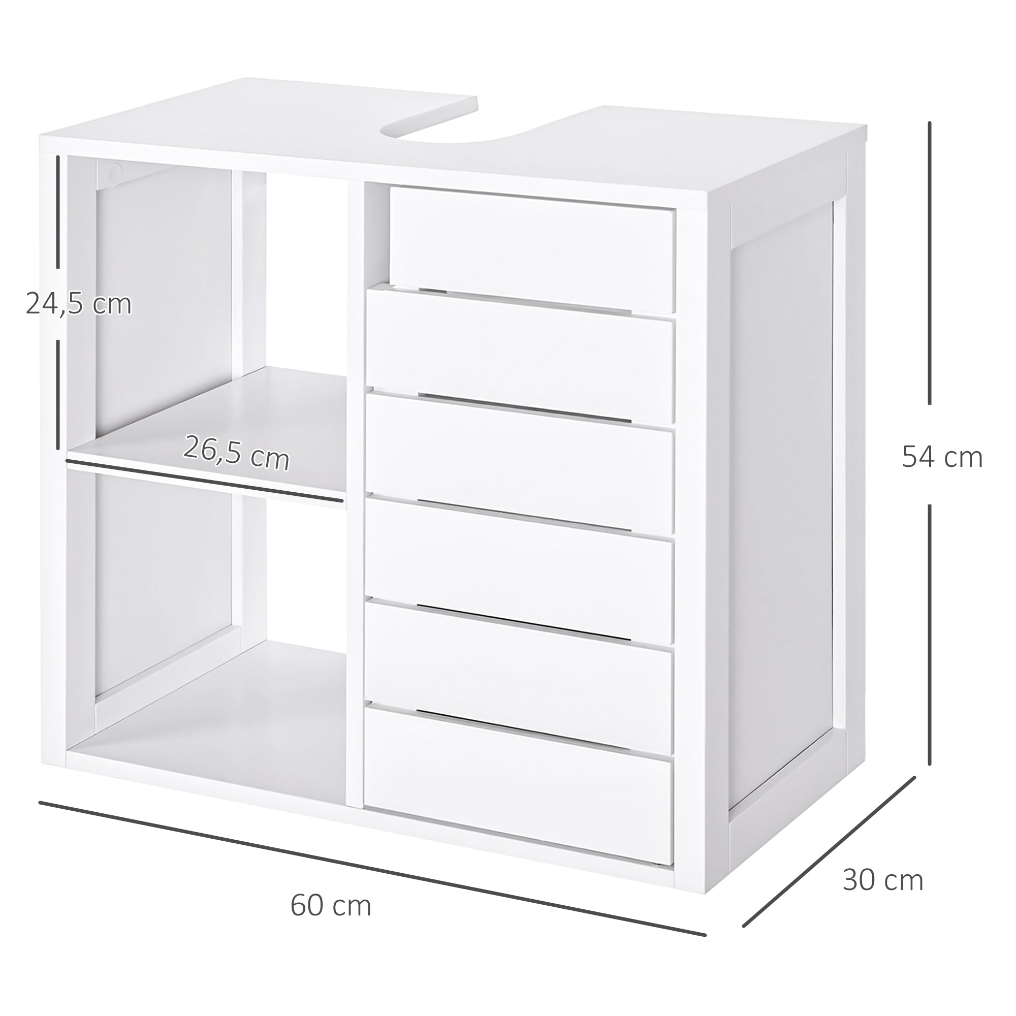 Móvel para Casa de Banho Branco 60x30x54 cm - Armazenamento Extra e Prático