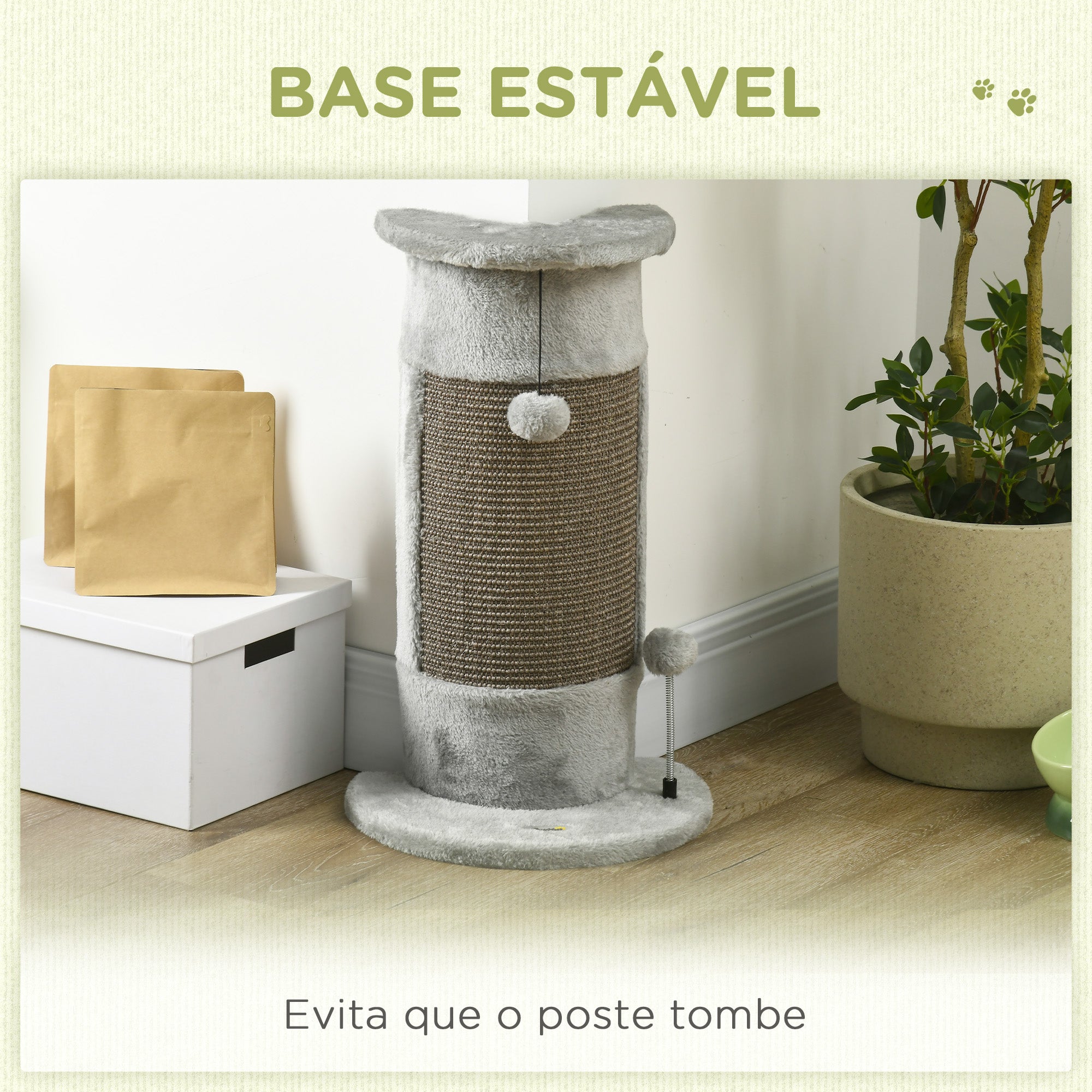 Poste de Arranhar para Gatos Cinza 34x25,5x58 cm - Diversão Garantida para o seu Felino