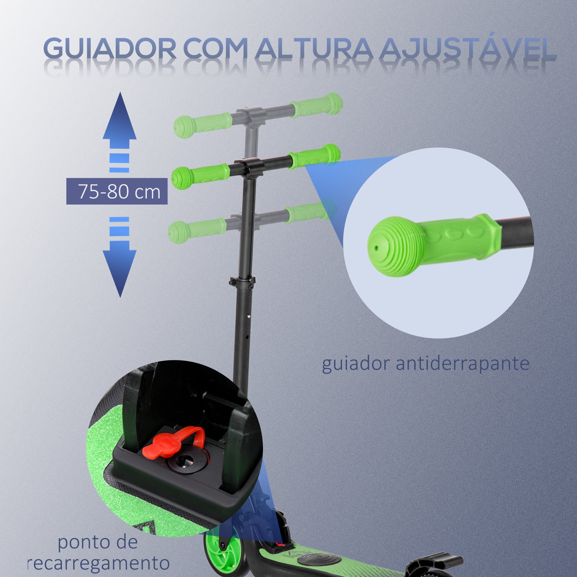 Trotinete Elétrica Dobrável 71x36.5x80cm - Verde