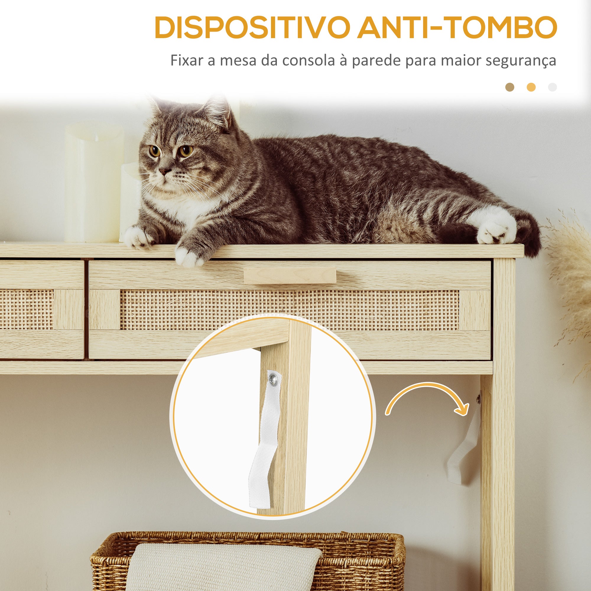 Mesa de Console em Malha 100x30x76 cm - Natural