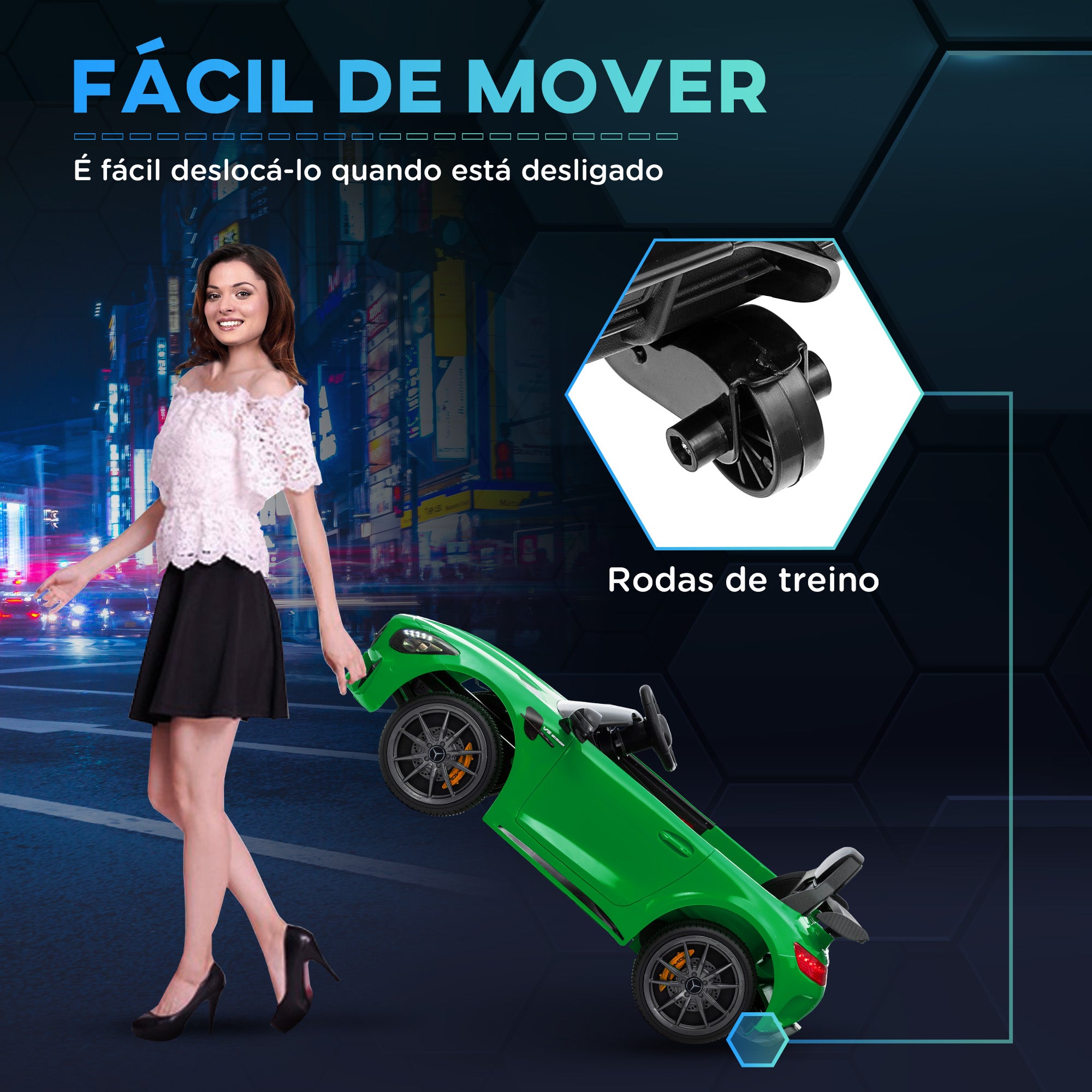 Carro Elétrico Infantil Verde 108x67x46 cm Licença Mercedes-Benz