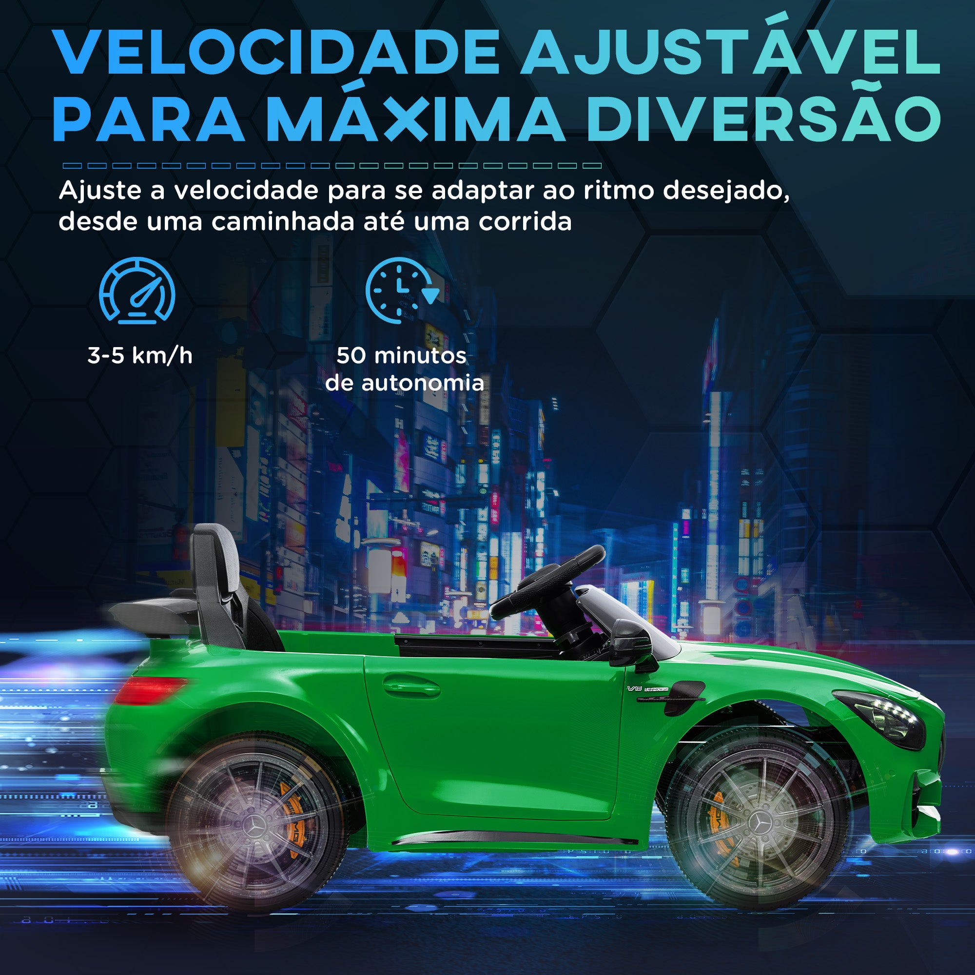 Carro Elétrico Infantil Verde 108x67x46 cm Licença Mercedes-Benz