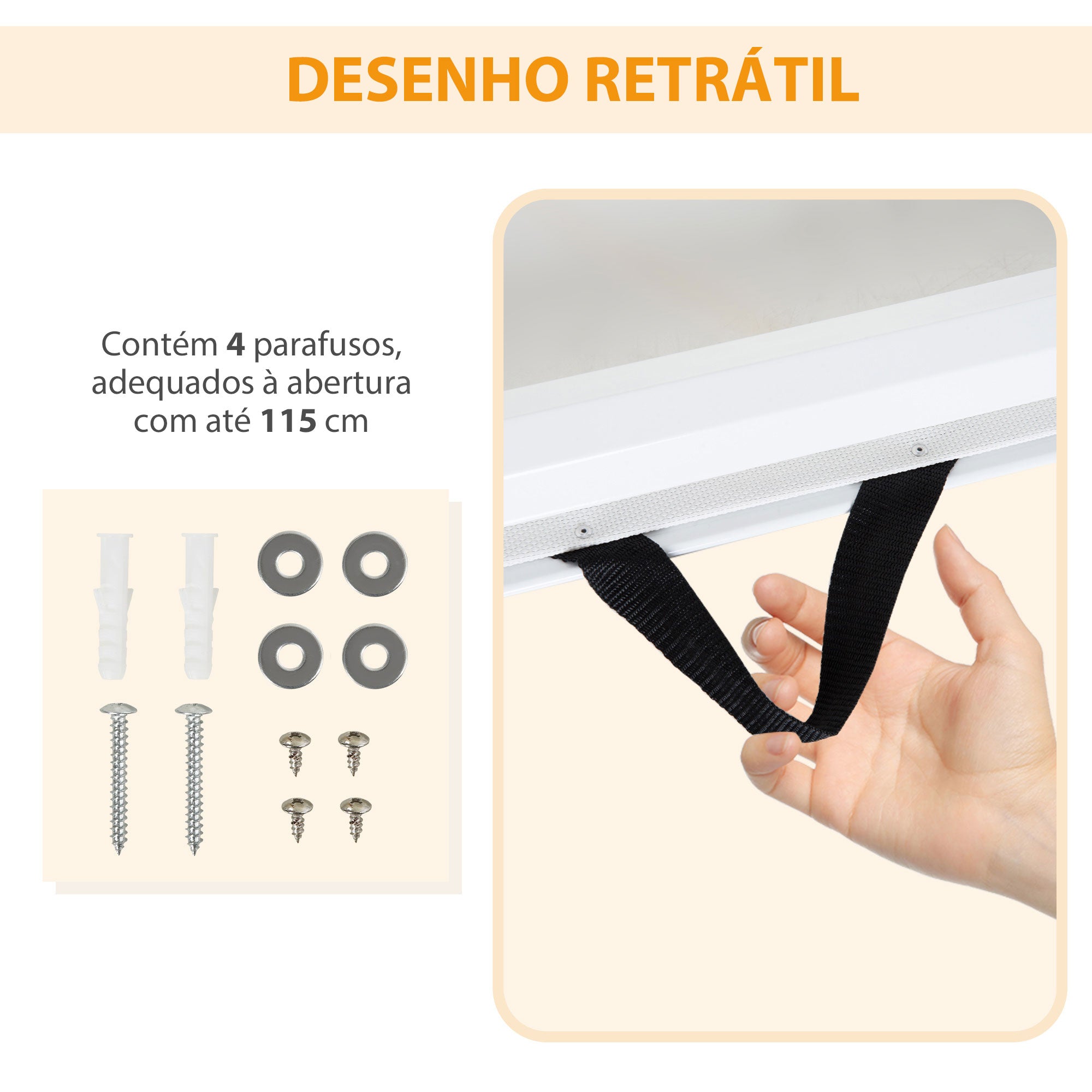 Barreira de Segurança Extensível até 115 cm - Textilene Branco