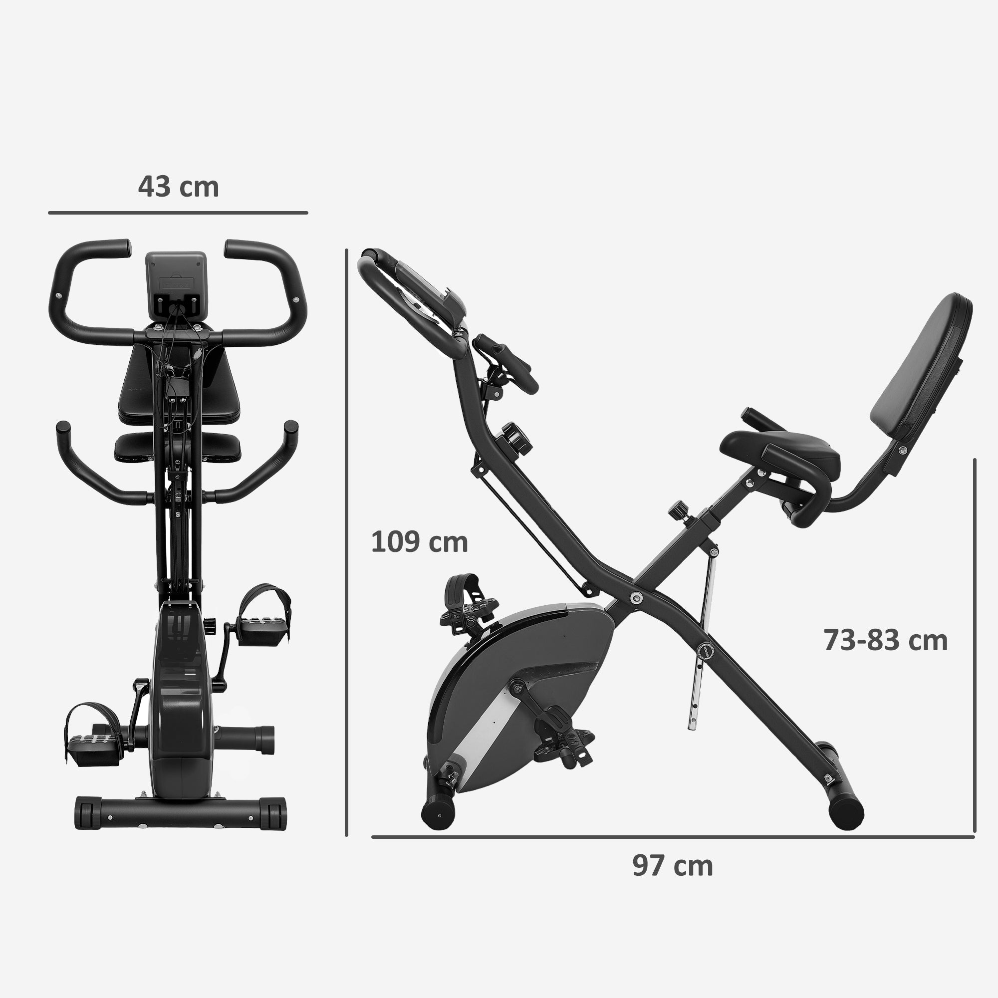 Bicicleta Estática Dobrável Preto 43x97x109 cm
