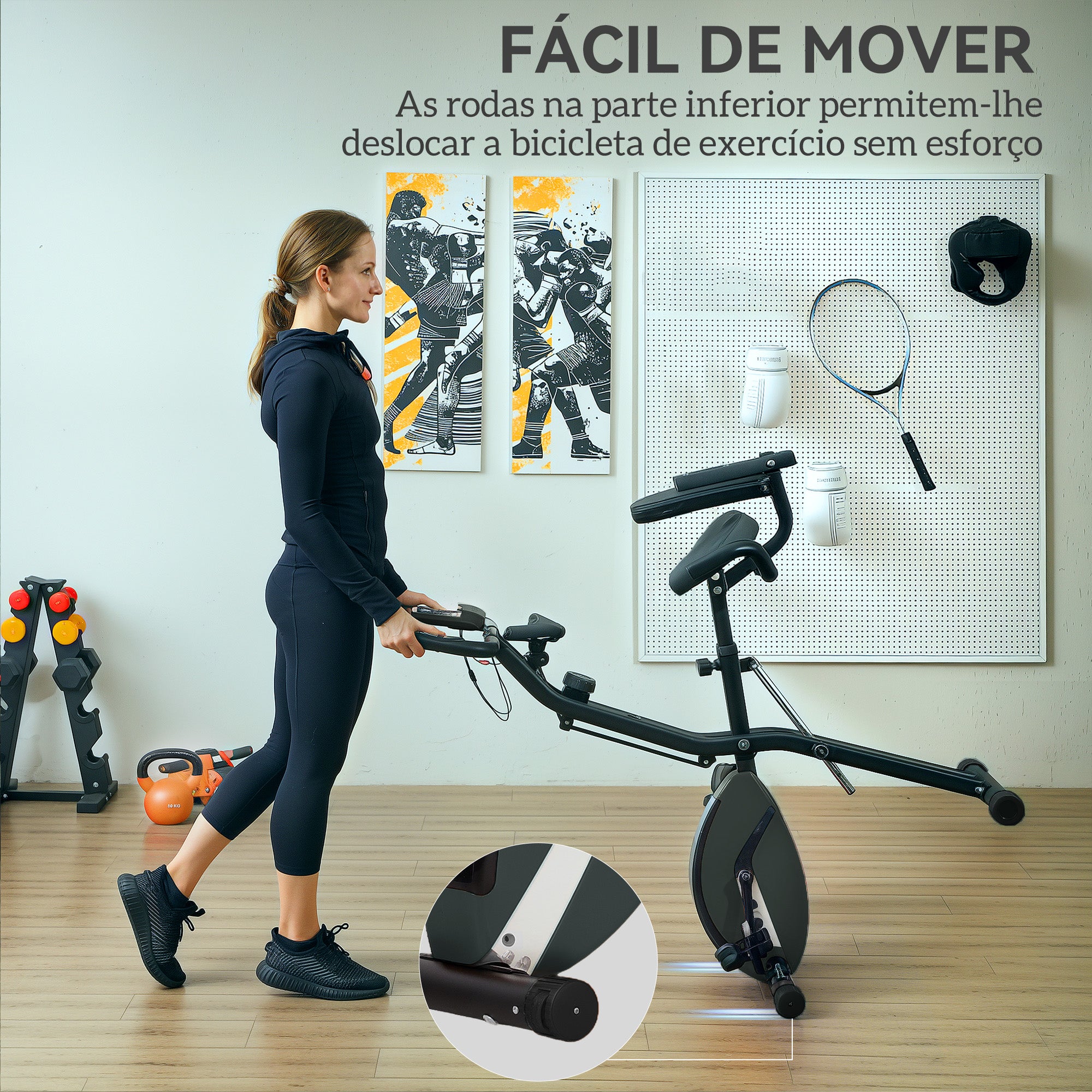 Bicicleta Estática Dobrável Preto 43x97x109 cm