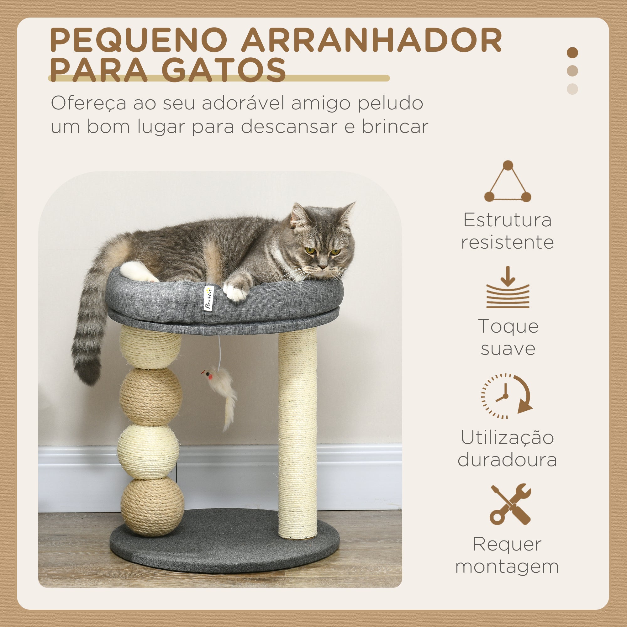 Arranhador para Gatos com Cama Confortável Ø40x48 cm Cinza