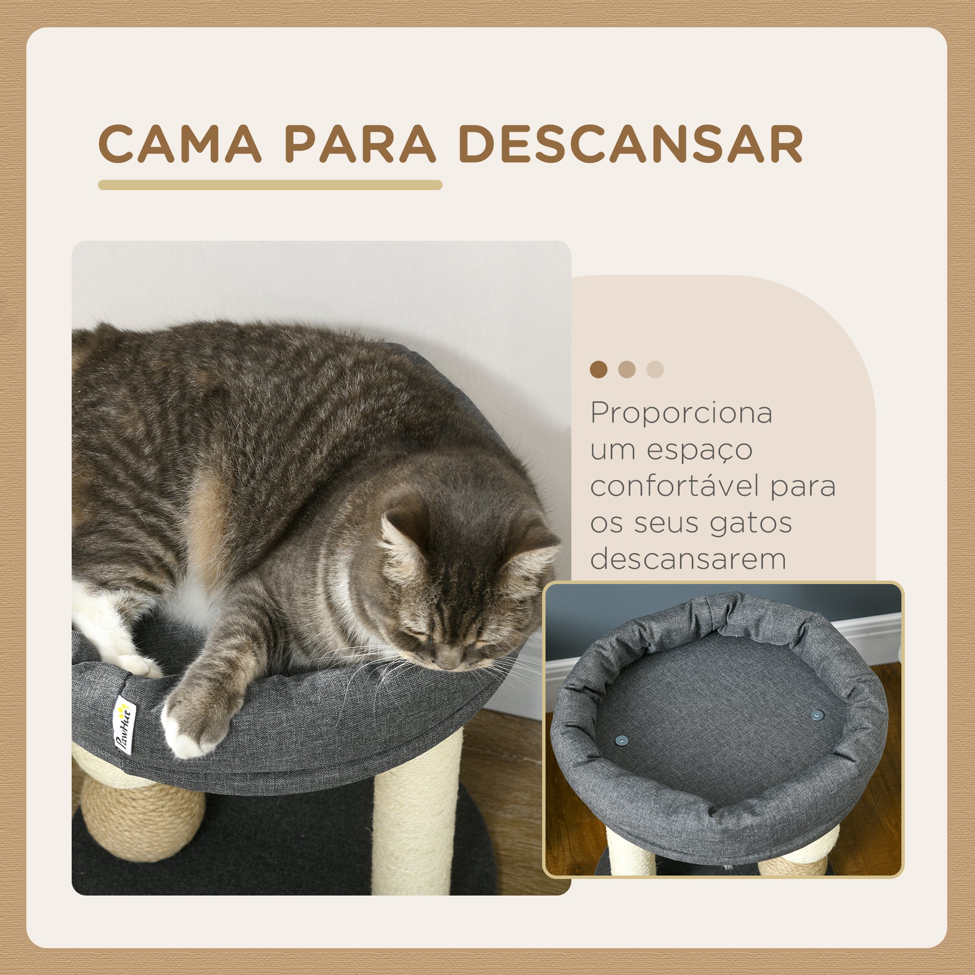 Arranhador para Gatos com Cama Confortável Ø40x48 cm Cinza