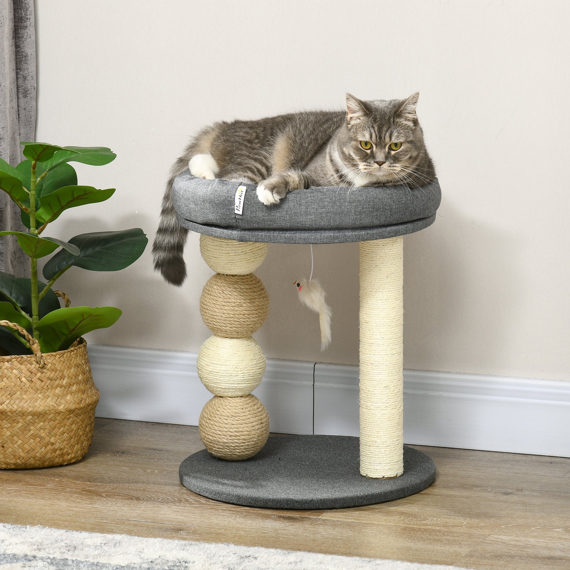 Arranhador para Gatos com Cama Confortável Ø40x48 cm Cinza