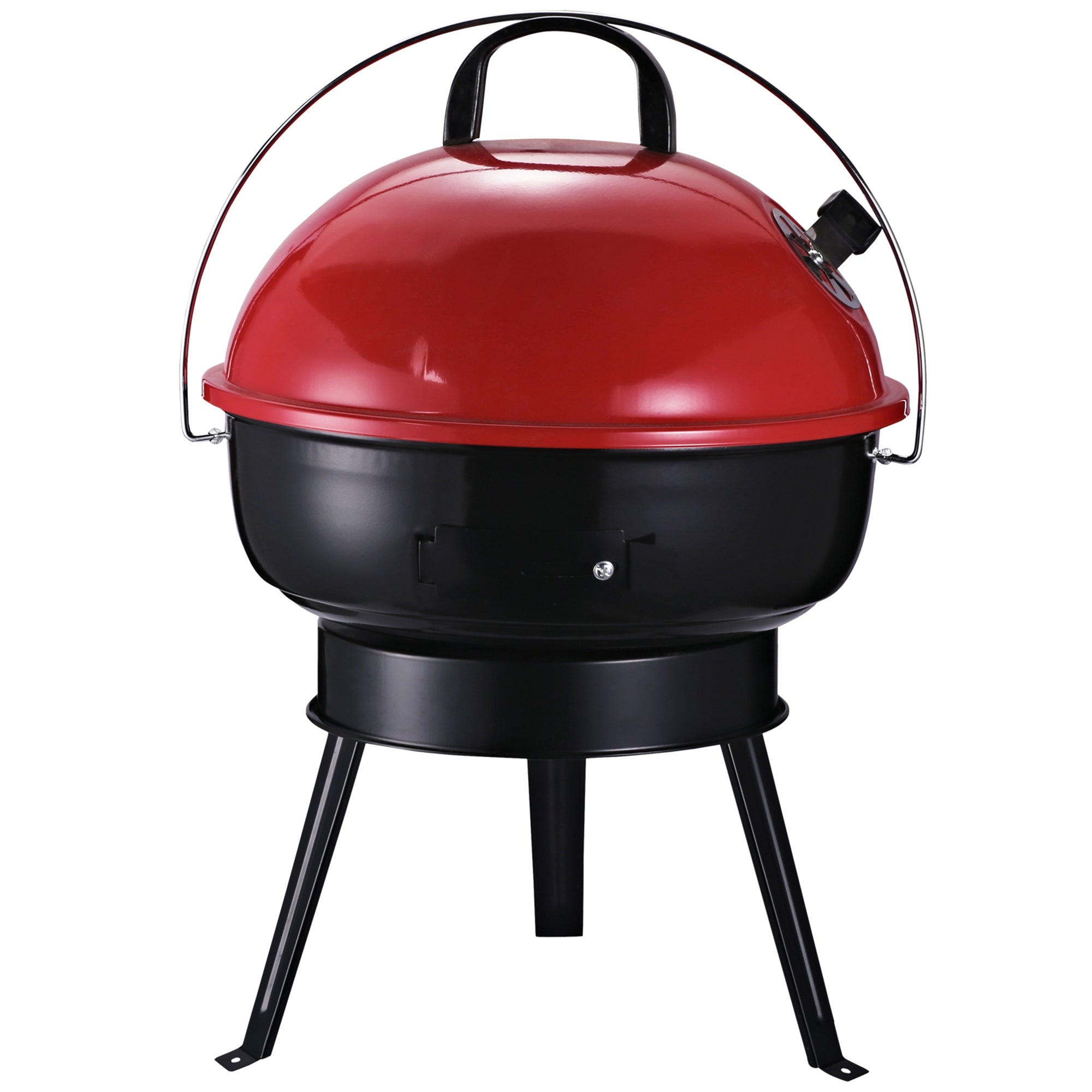 Barbecue Portátil de Metal Esmaltado Ø36,5x54cm Preto e Vermelho