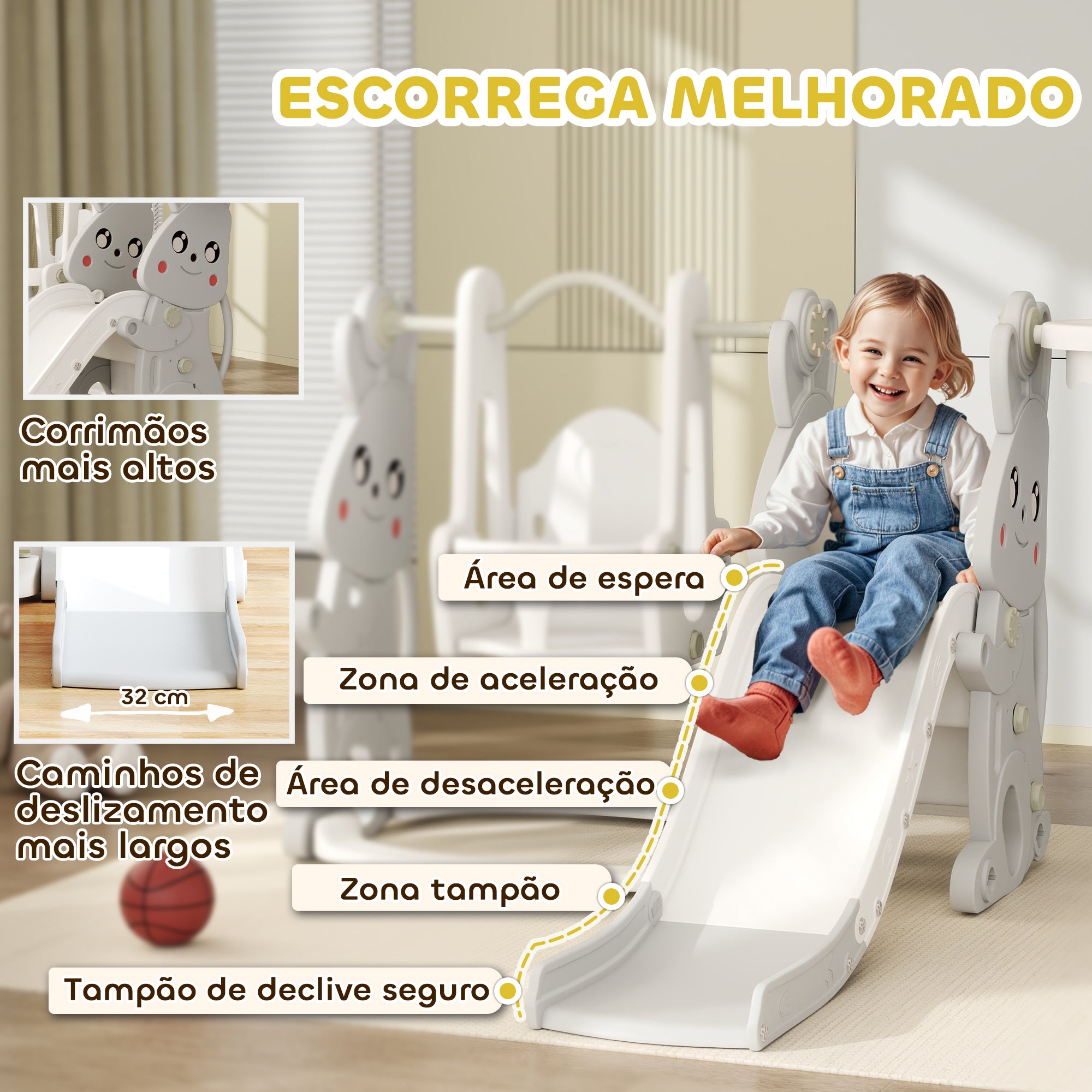 Parque Infantil 4 em 1 Cinzento 147,5x160x107 cm