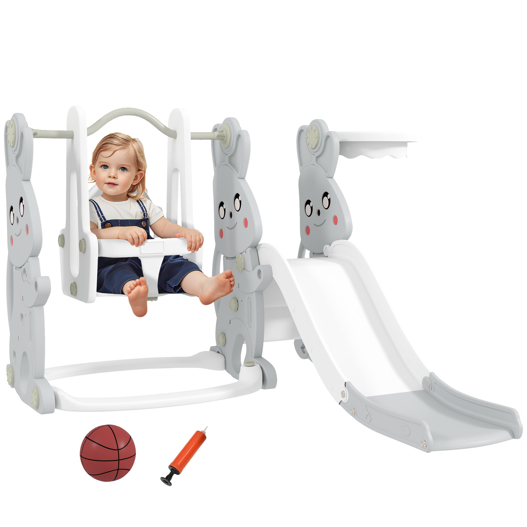 Parque Infantil 4 em 1 Cinzento 147,5x160x107 cm