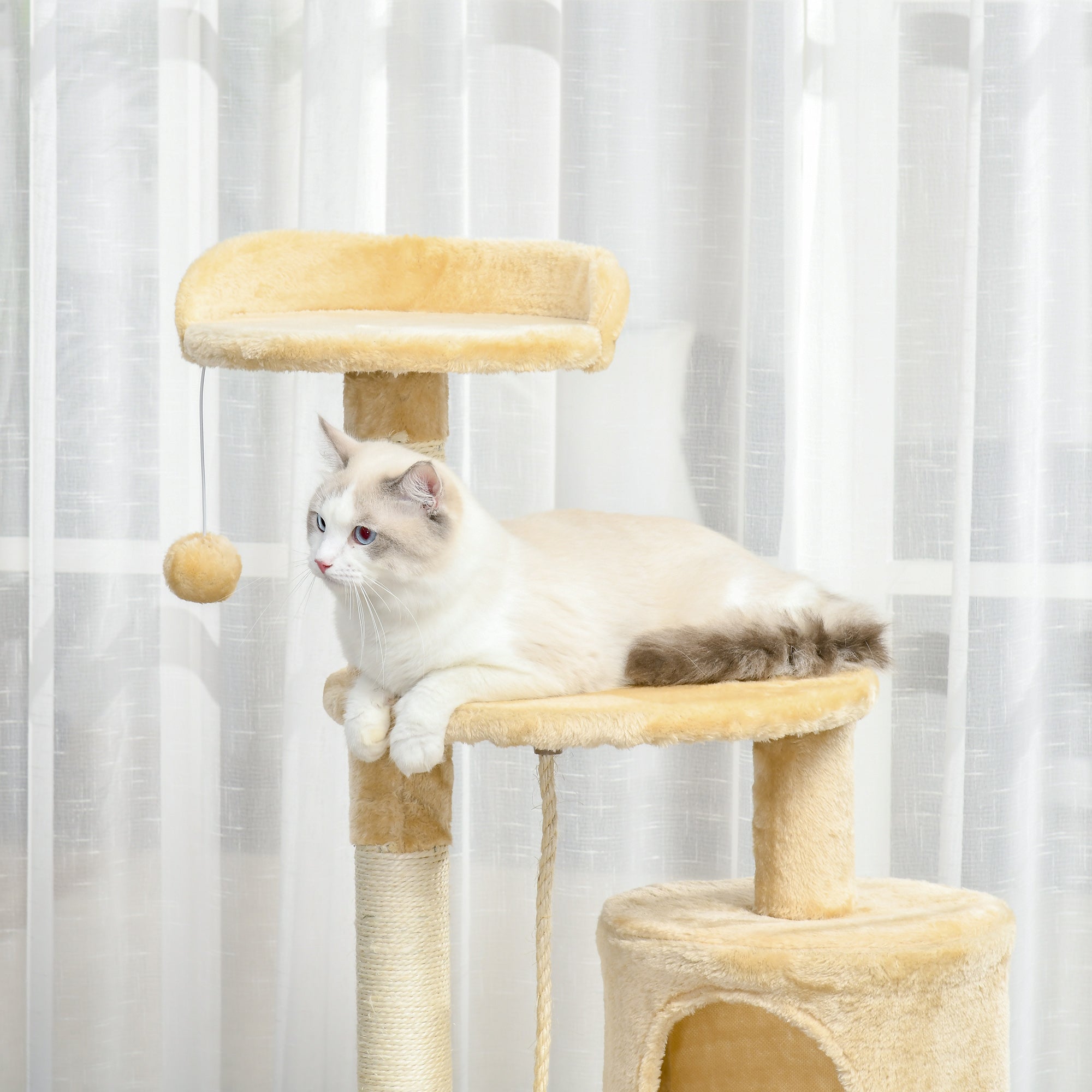 Arranhador para Gatos Grande Bege 40x40x114 cm