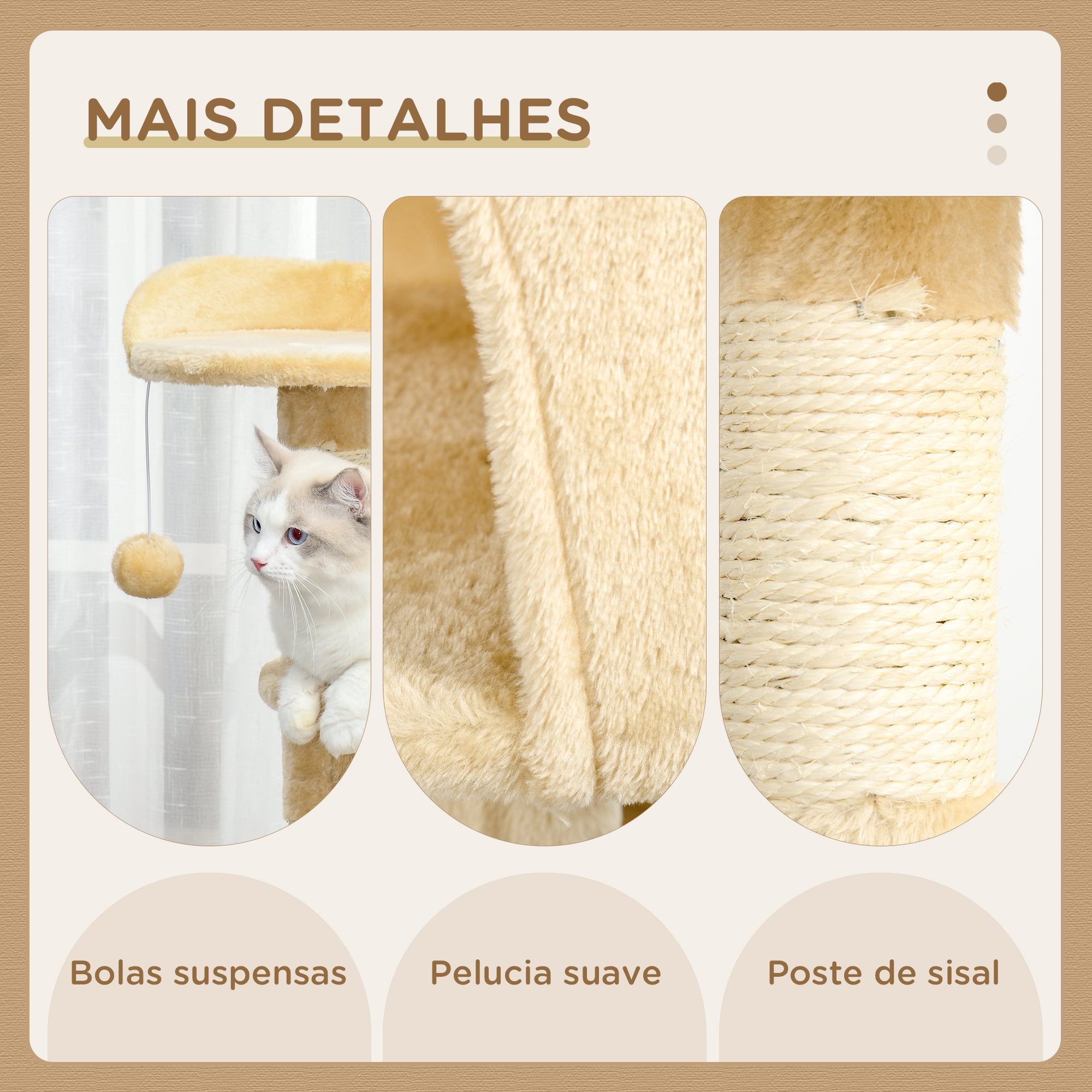 Arranhador para Gatos Grande Bege 40x40x114 cm