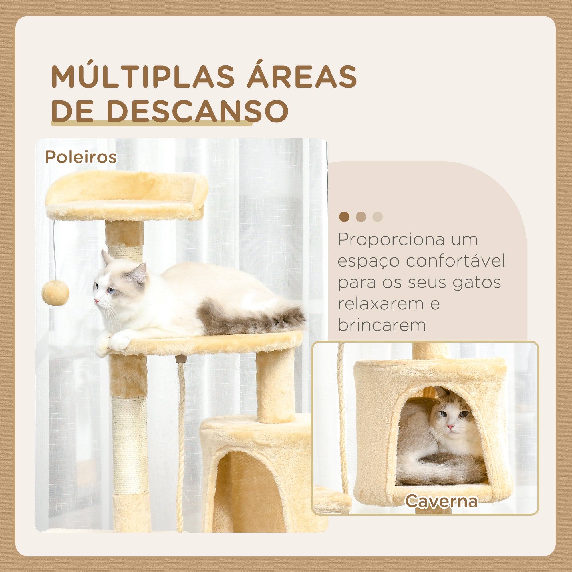 Arranhador para Gatos Grande Bege 40x40x114 cm