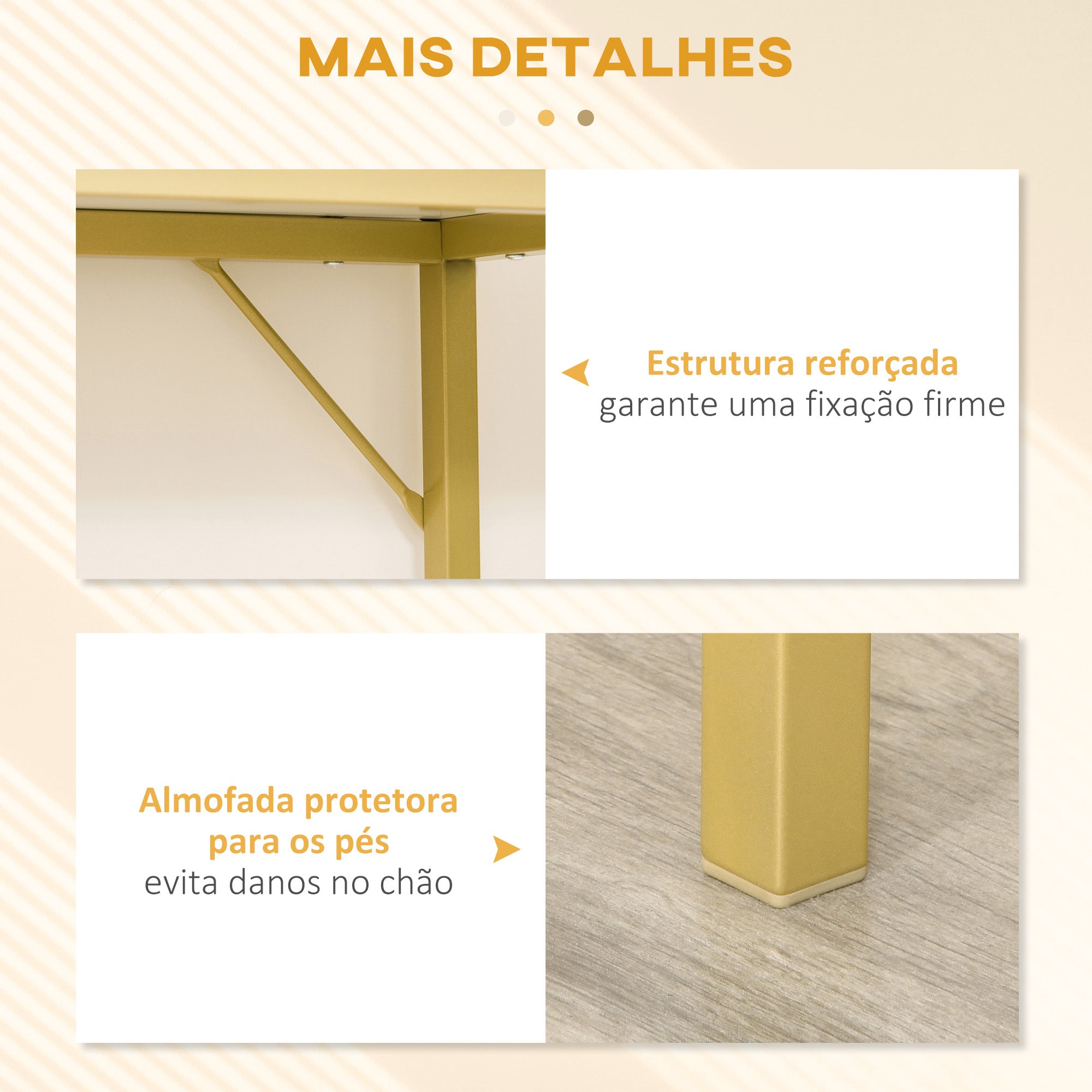 Mesa de Console Moderna com Gaveta e Prateleira Aberta 80x30x80,5 cm - Branco, Madeira Natural, Dourado