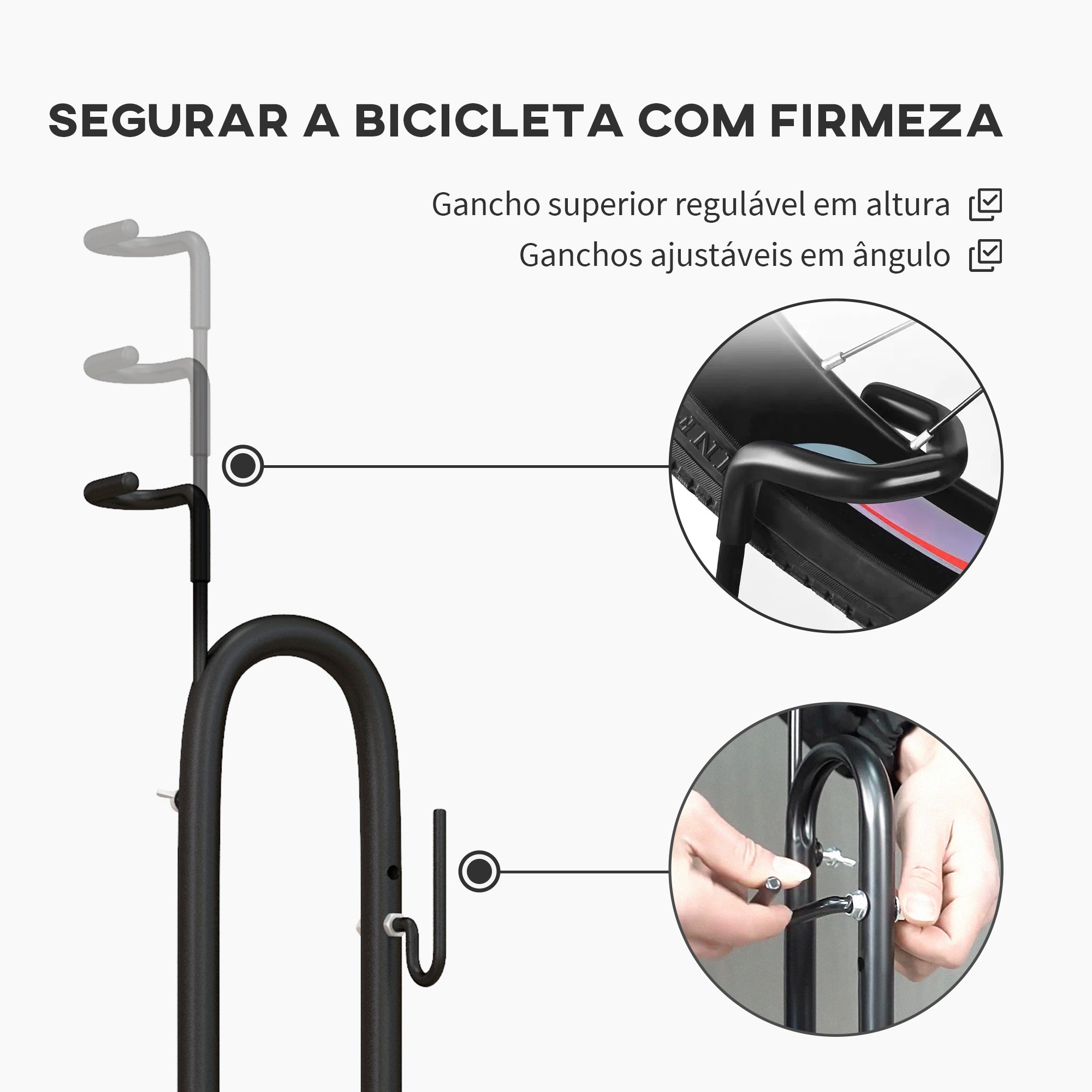 Suporte para Bicicletas de Chão Preto 45x44x118 cm
