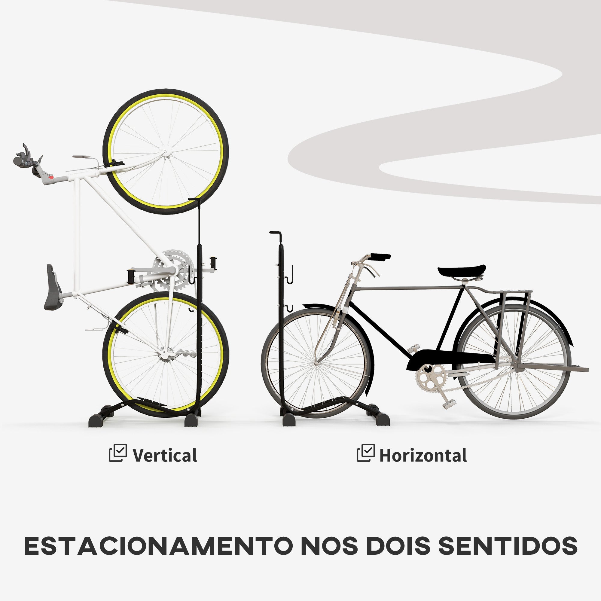 Suporte para Bicicletas de Chão Preto 45x44x118 cm