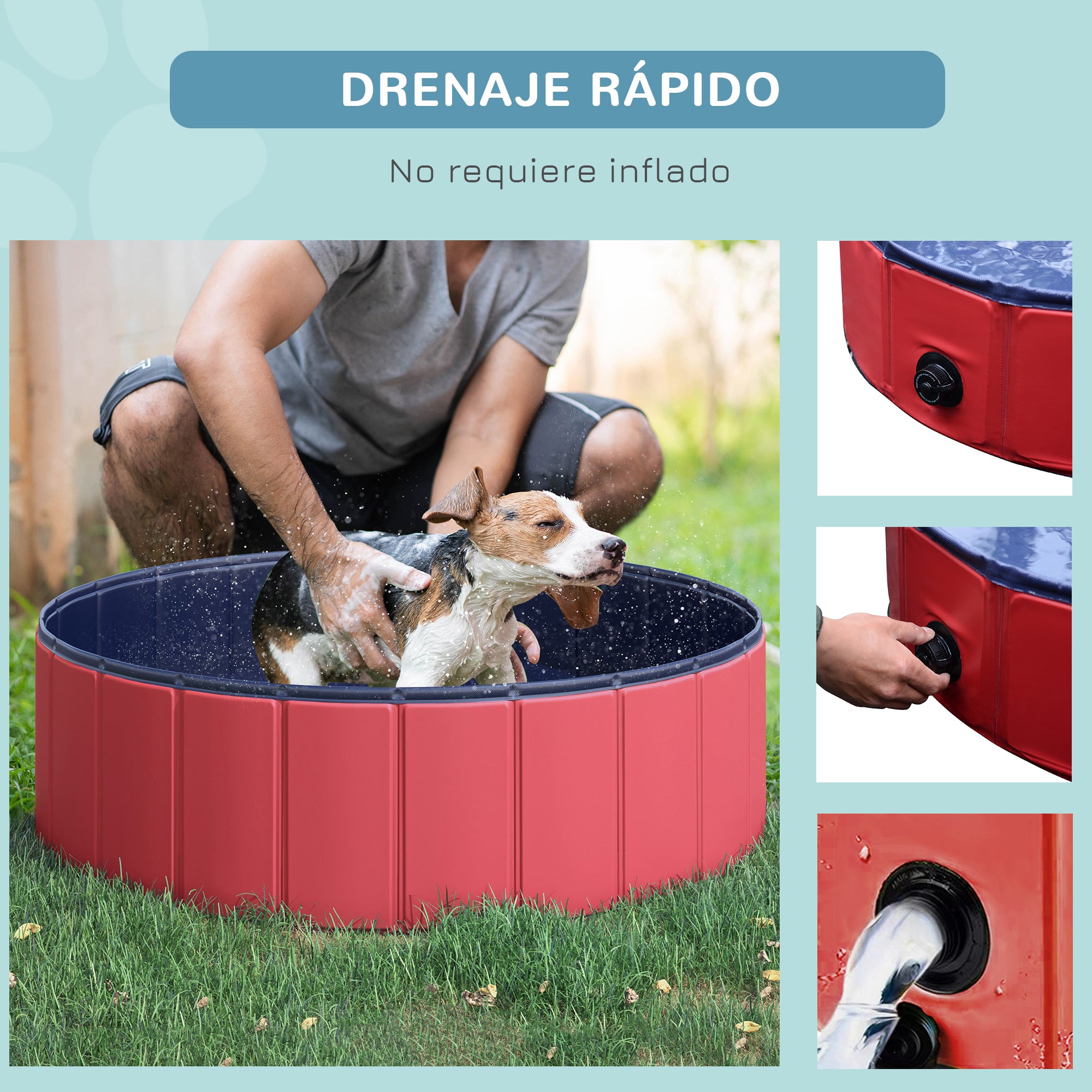 Piscina Dobrável para Cães e Gatos Ø100x30cm Vermelha