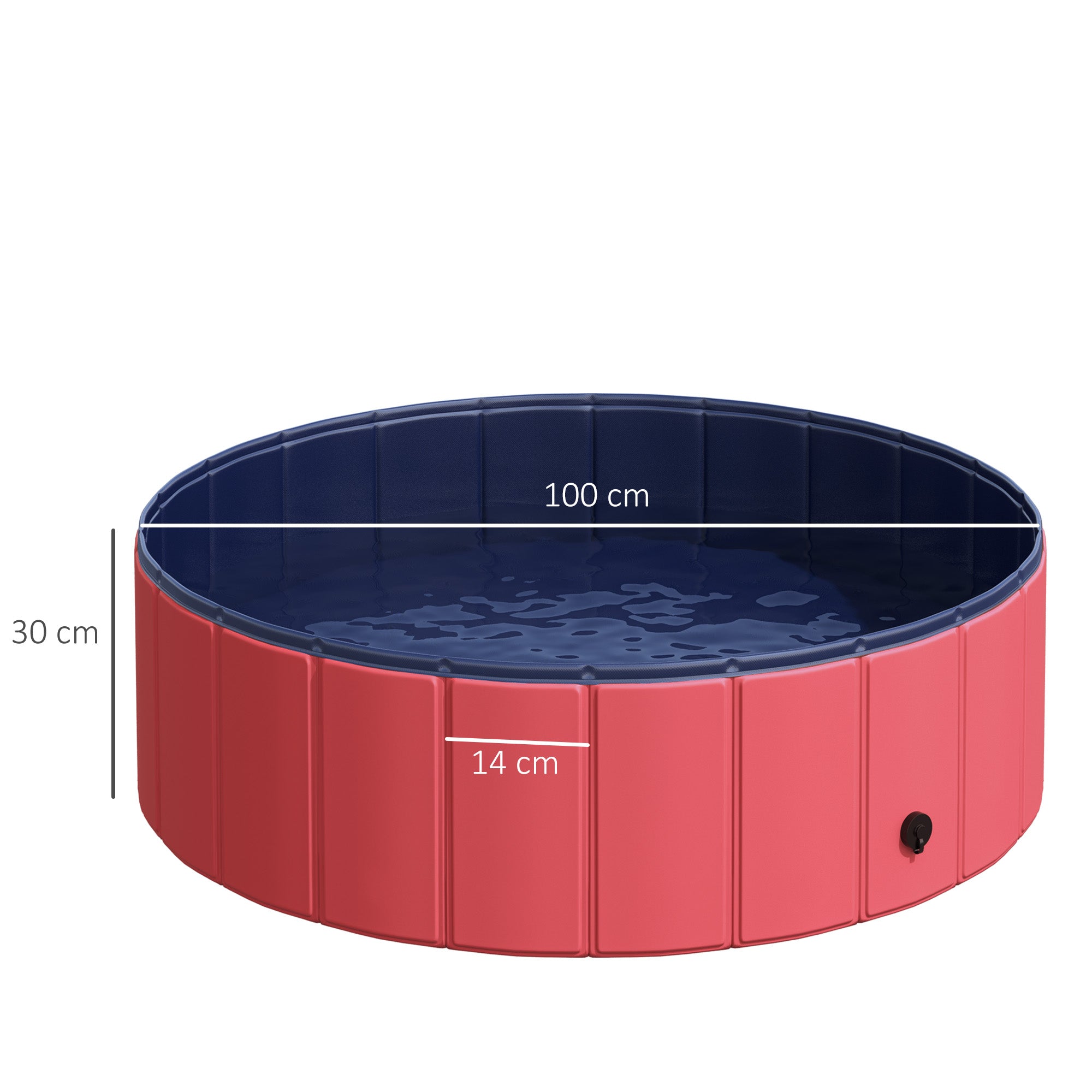 Piscina Dobrável para Cães e Gatos Ø100x30cm Vermelha