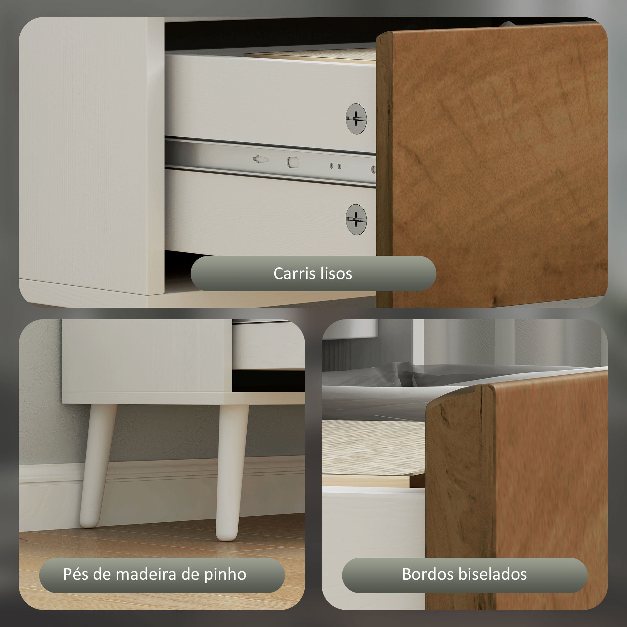 Estante de 6 Níveis com 2 Gavetas e 4 Prateleiras - 60x30x179 cm - Branco