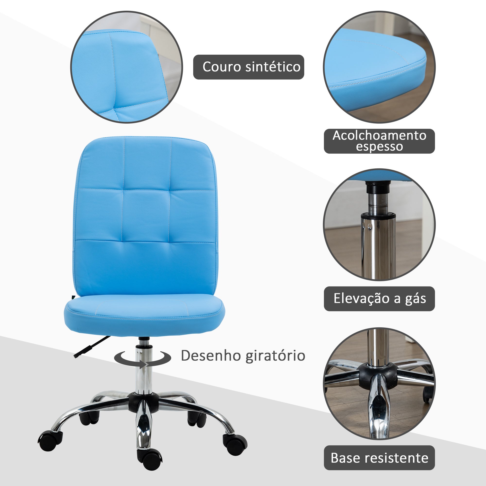 Cadeira de Escritório Azul 45x59x90-100 cm - Conforto e Estilo Moderno