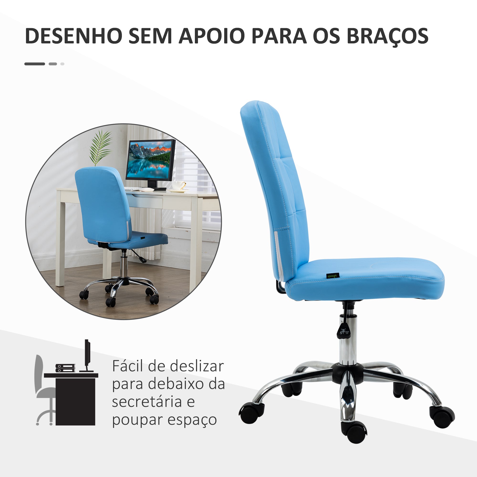 Cadeira de Escritório Azul 45x59x90-100 cm - Conforto e Estilo Moderno