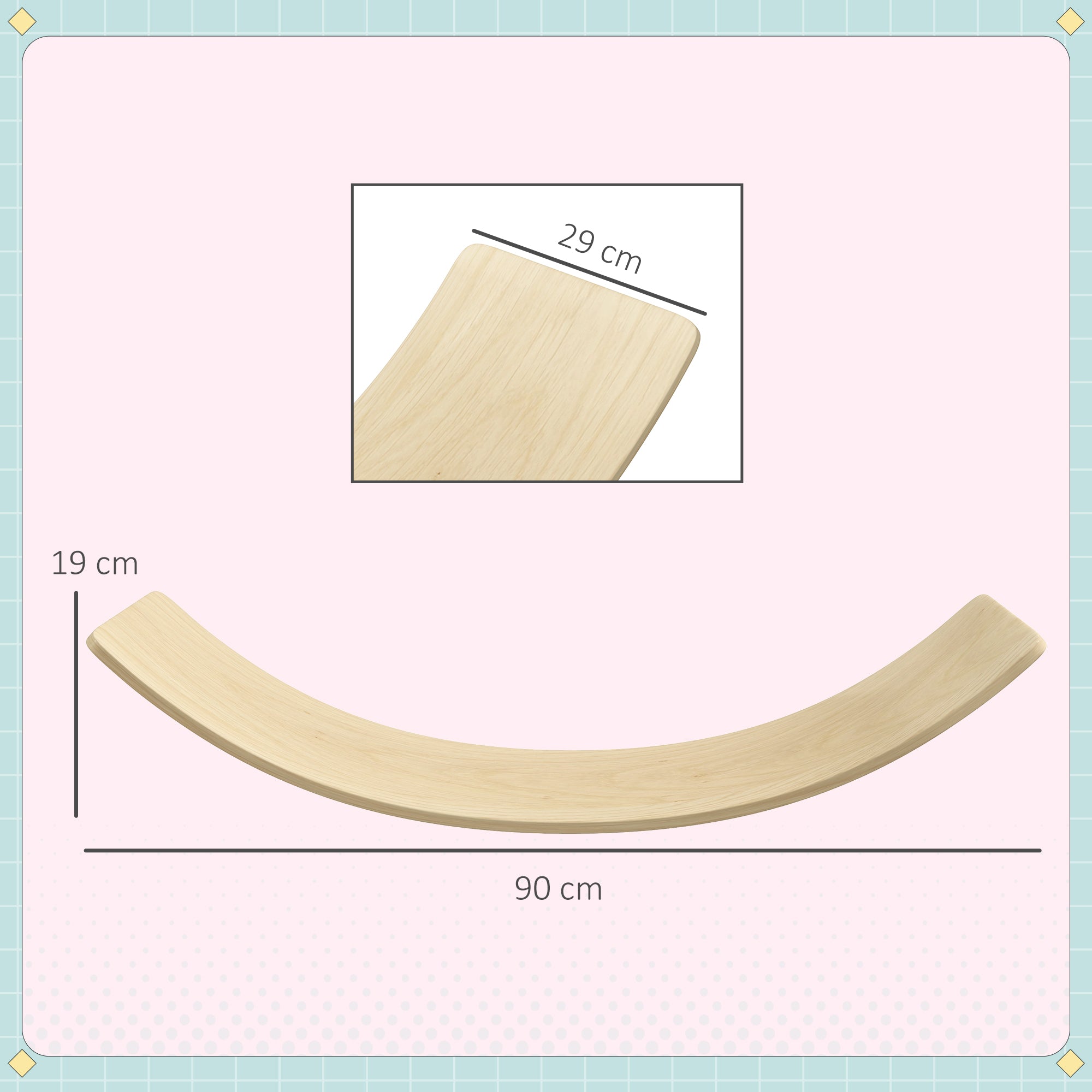 Tábua de Equilíbrio para Crianças 90x29x19 cm - Cor de Madeira Natural